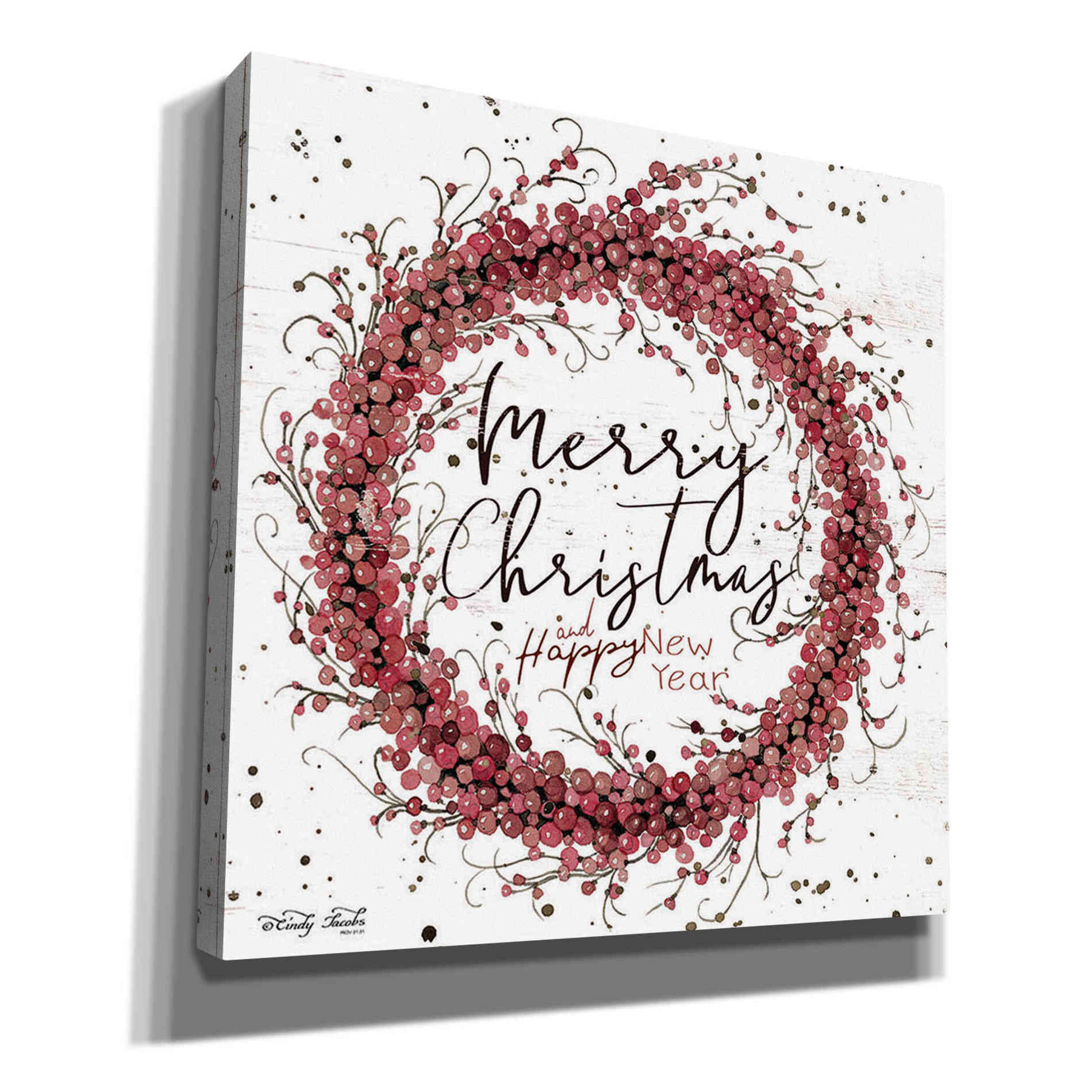'Merry Christmas Berry Wreath' by Cindy Jacobs, Canvas Wall Art