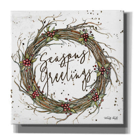 'Seasons Greetings Wreath II' by Cindy Jacobs, Canvas Wall Art