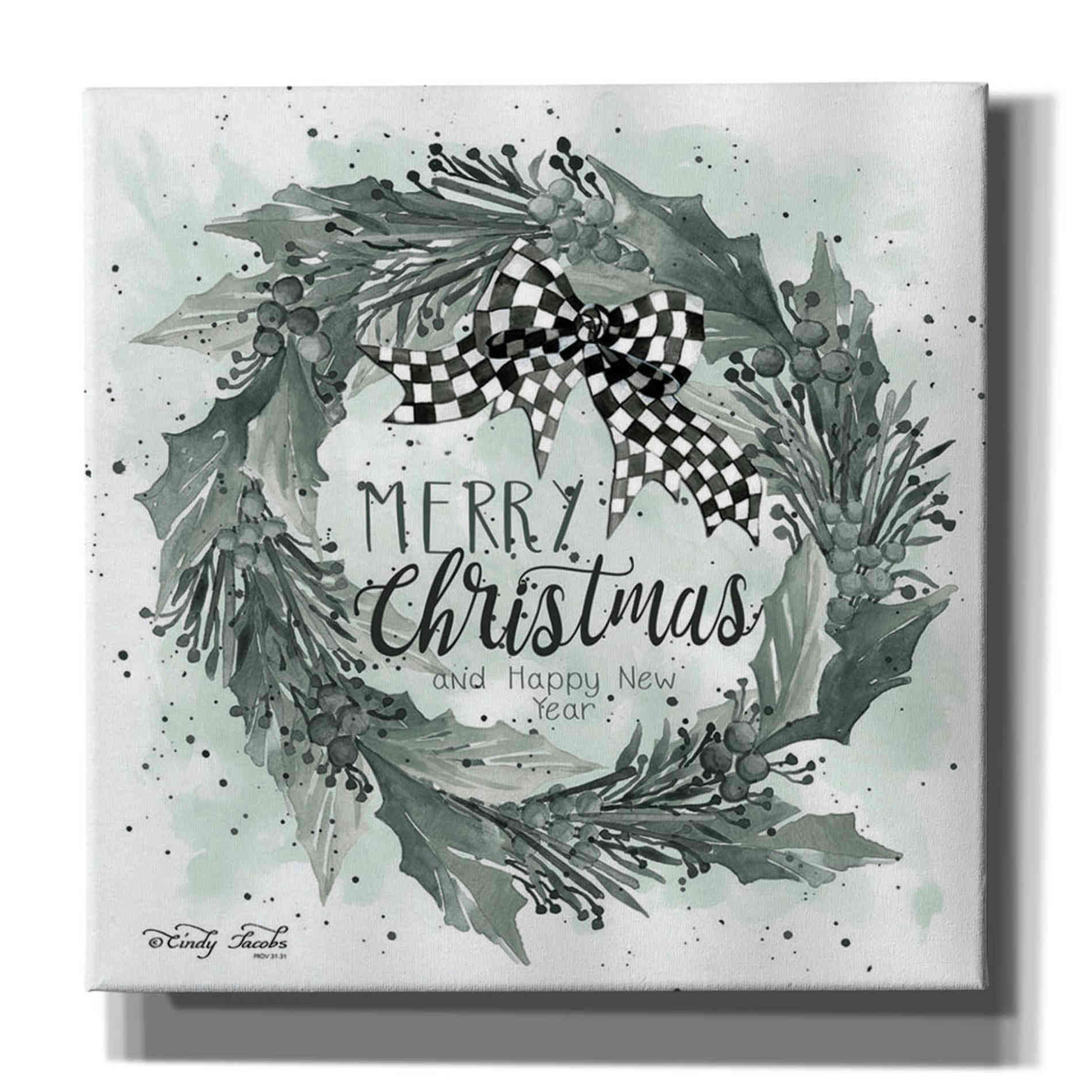'Christmas and New Year Wreath' by Cindy Jacobs, Canvas Wall Art
