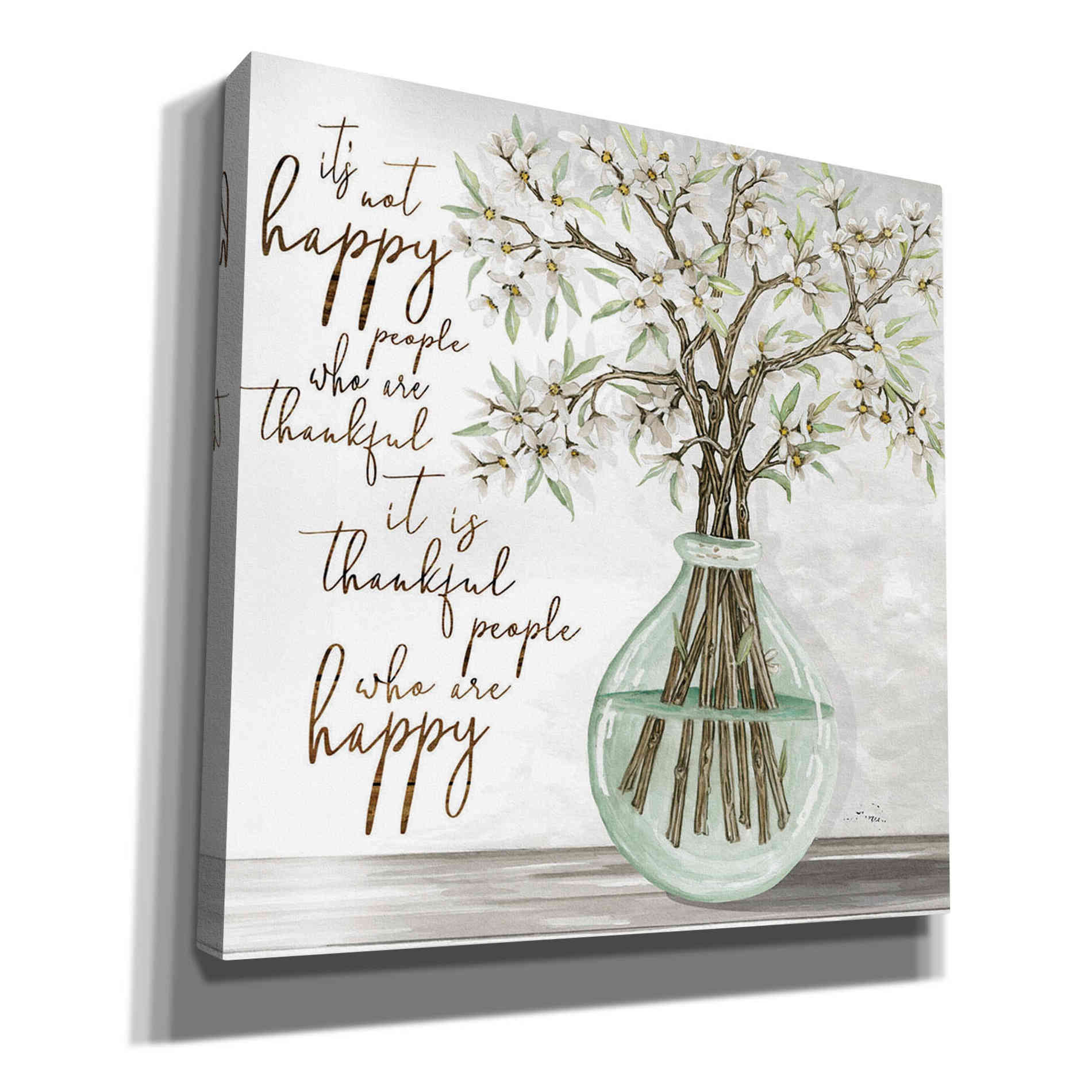 'Thankful People Flower Vase' by Cindy Jacobs, Canvas Wall Art