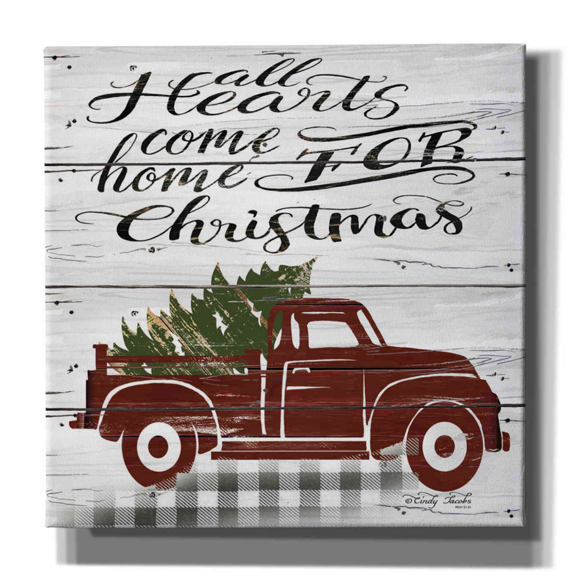 'All Hearts Red Truck' by Cindy Jacobs, Canvas Wall Art