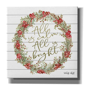 'All is Calm Berry Wreath' by Cindy Jacobs, Canvas Wall Art
