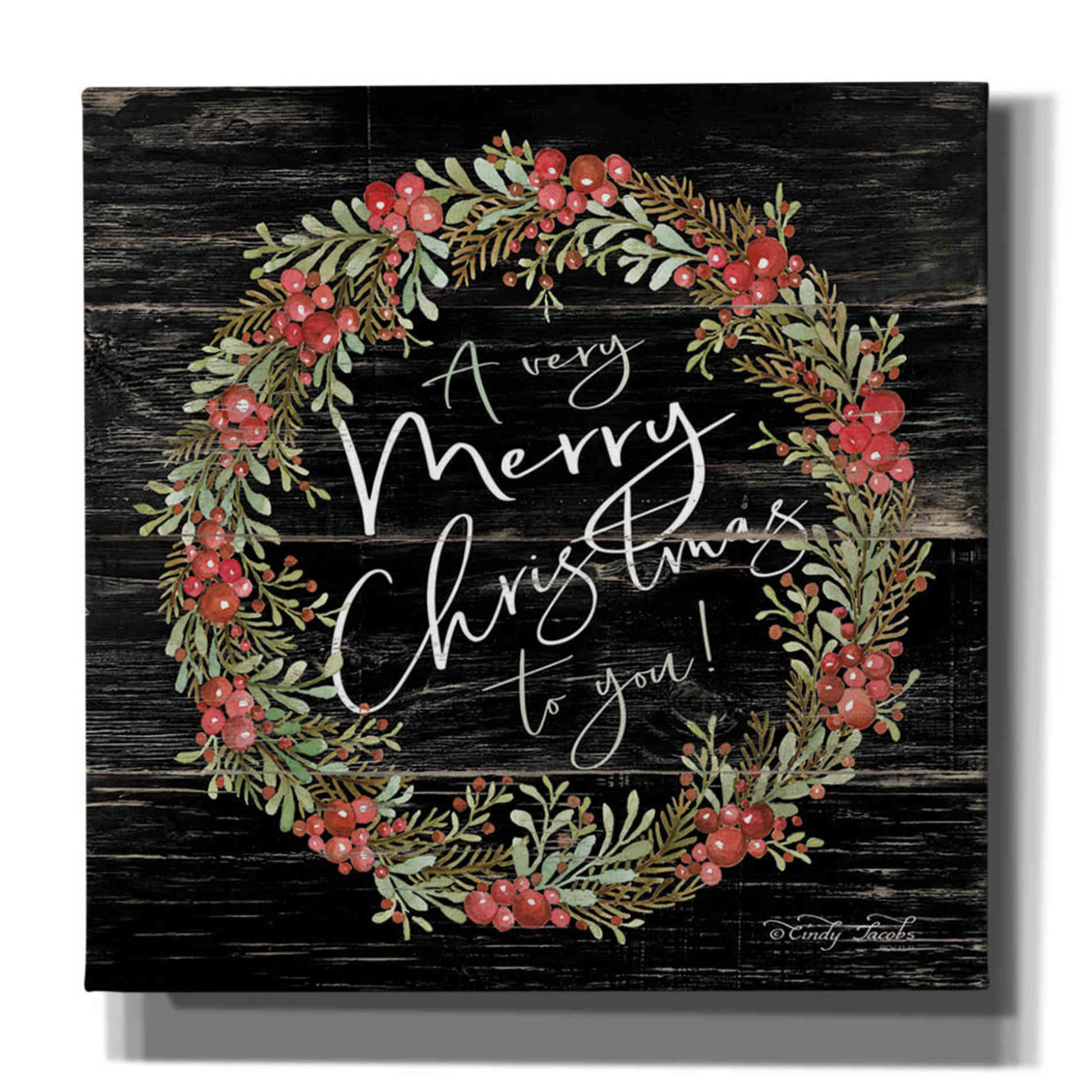 'A Very Merry Christmas Wreath' by Cindy Jacobs, Canvas Wall Art