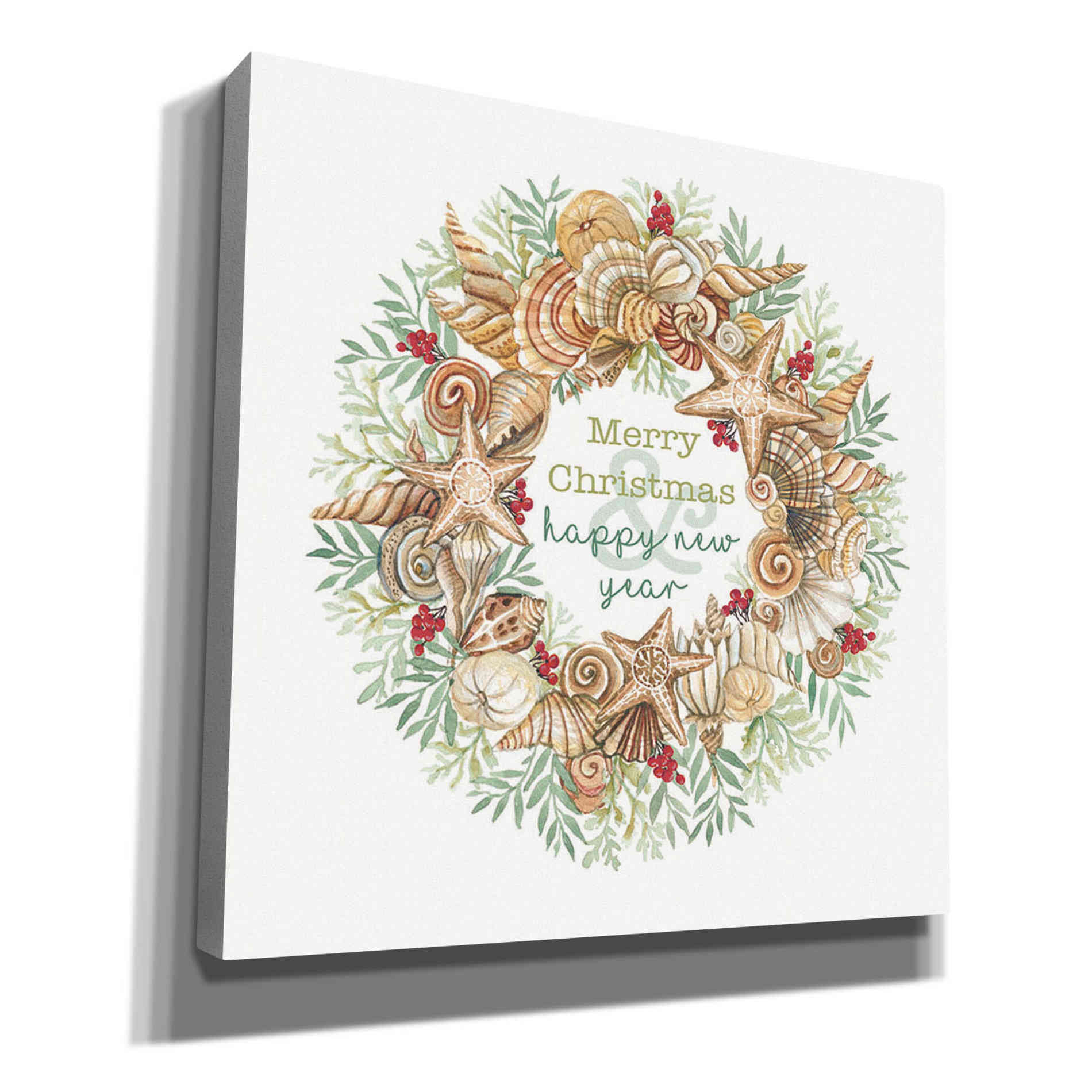 'Coastal Wreath Merry Christmas' by Cindy Jacobs, Canvas Wall Art