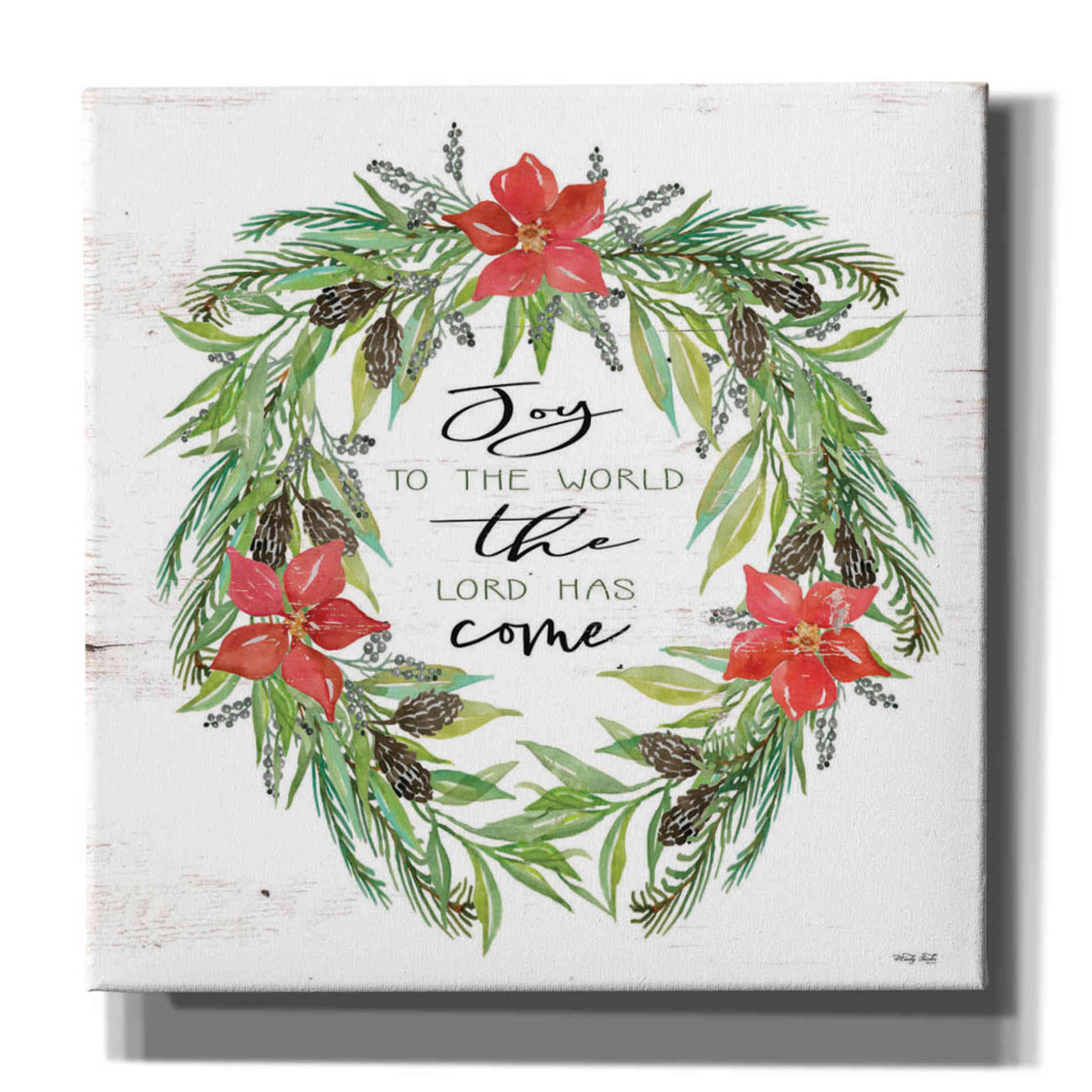 'Joy to the World Wreath' by Cindy Jacobs, Canvas Wall Art