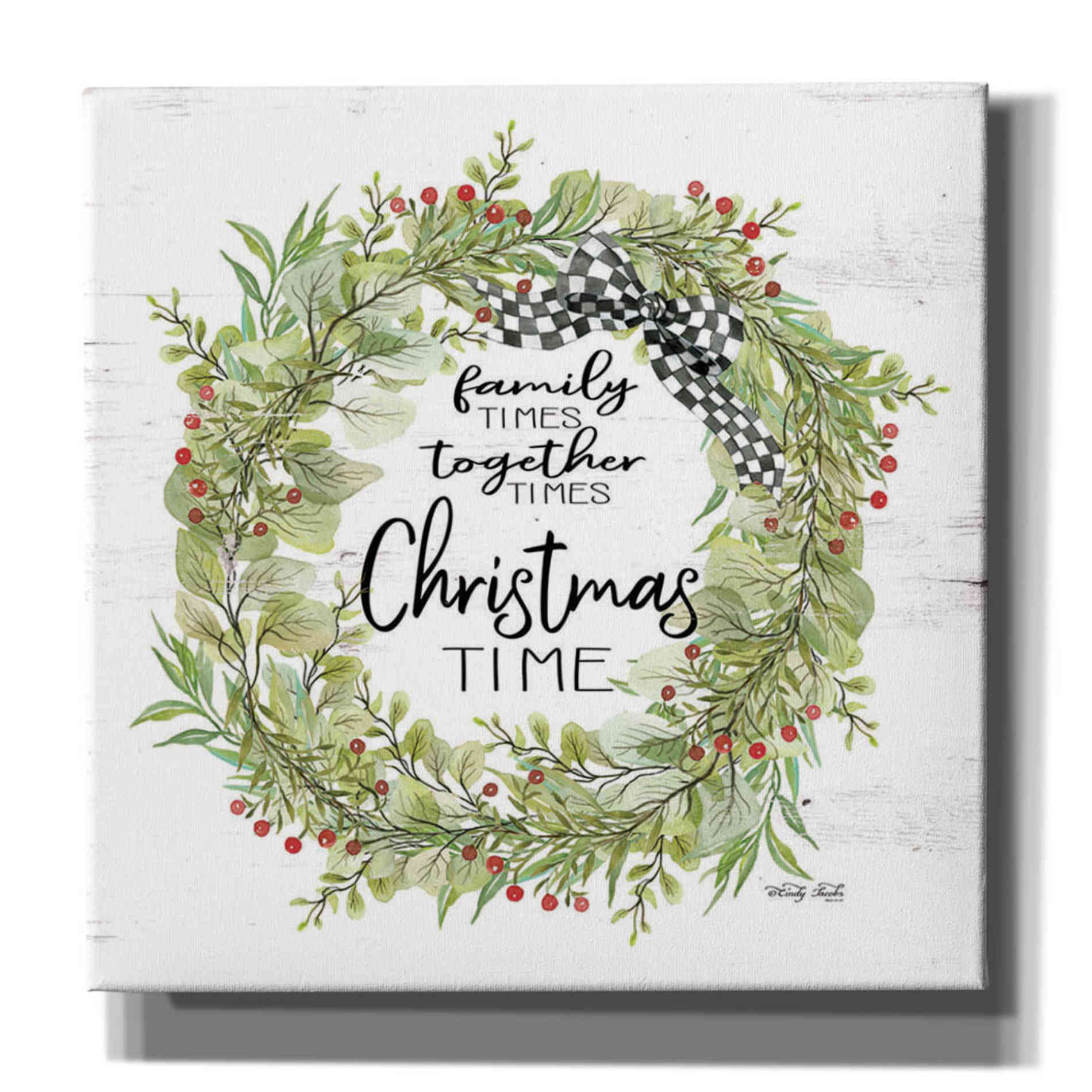 'Christmas Time Wreath' by Cindy Jacobs, Canvas Wall Art