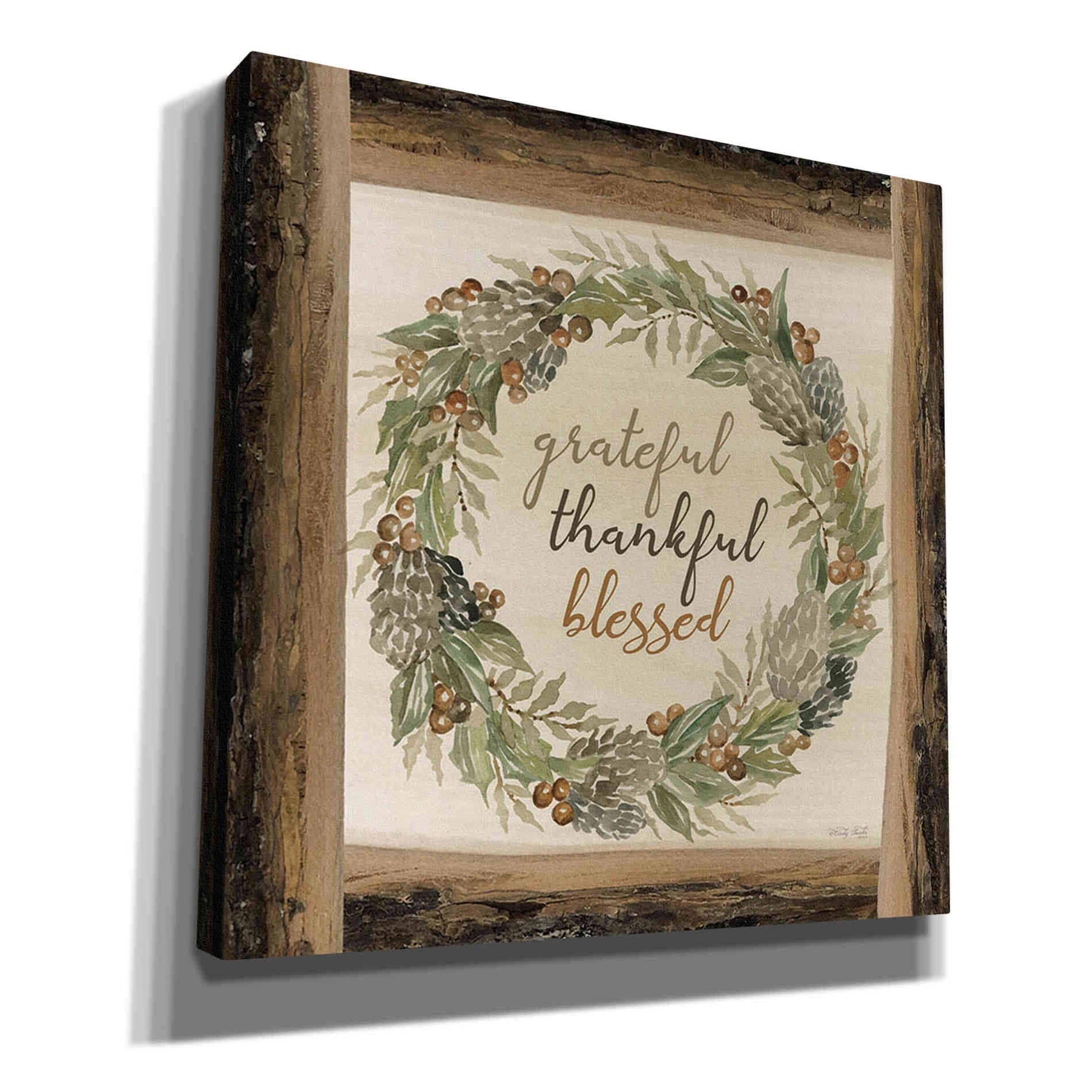 'Thankful Fall Wreath' by Cindy Jacobs, Canvas Wall Art