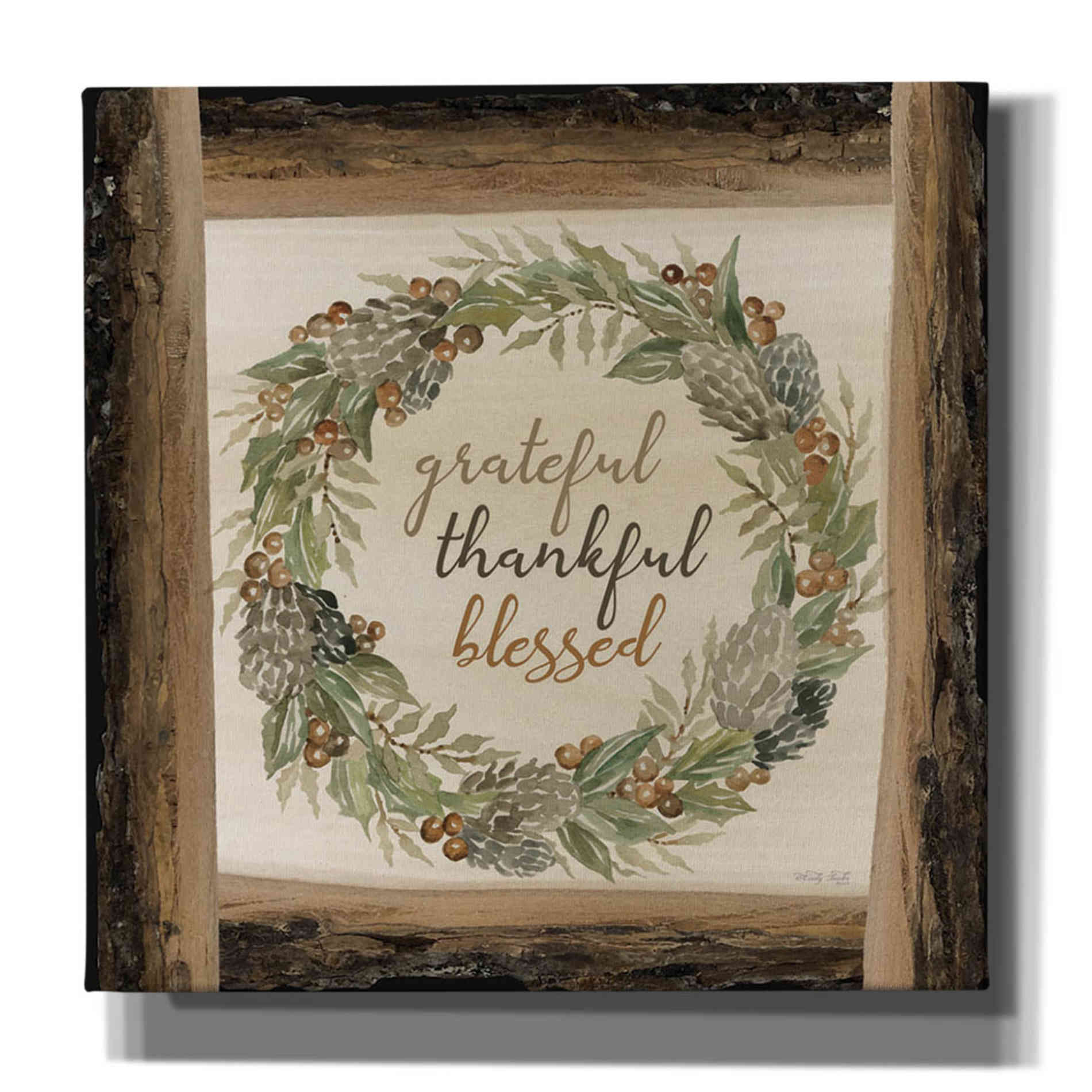 'Thankful Fall Wreath' by Cindy Jacobs, Canvas Wall Art