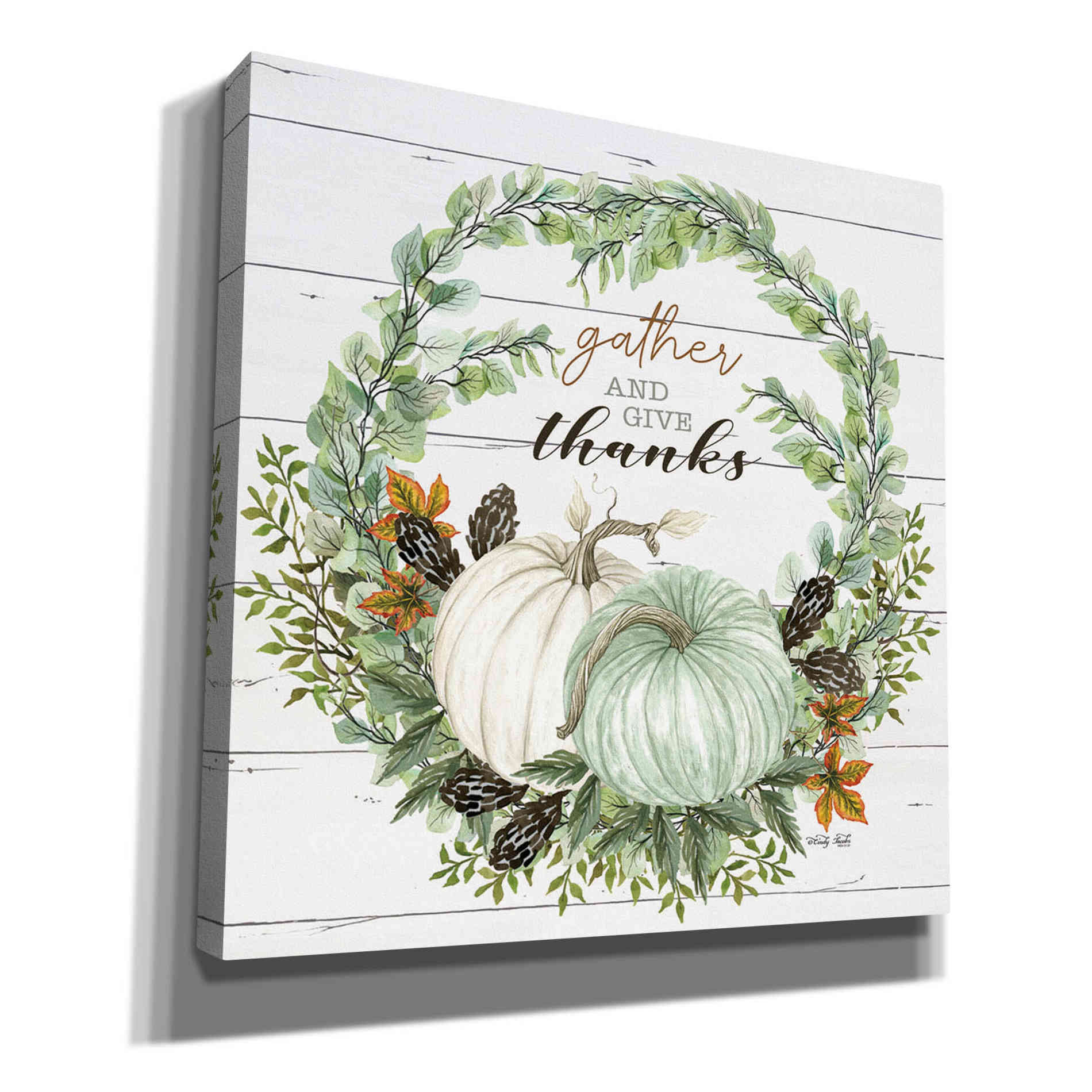 'Gather and Give Thanks Wreath' by Cindy Jacobs, Canvas Wall Art