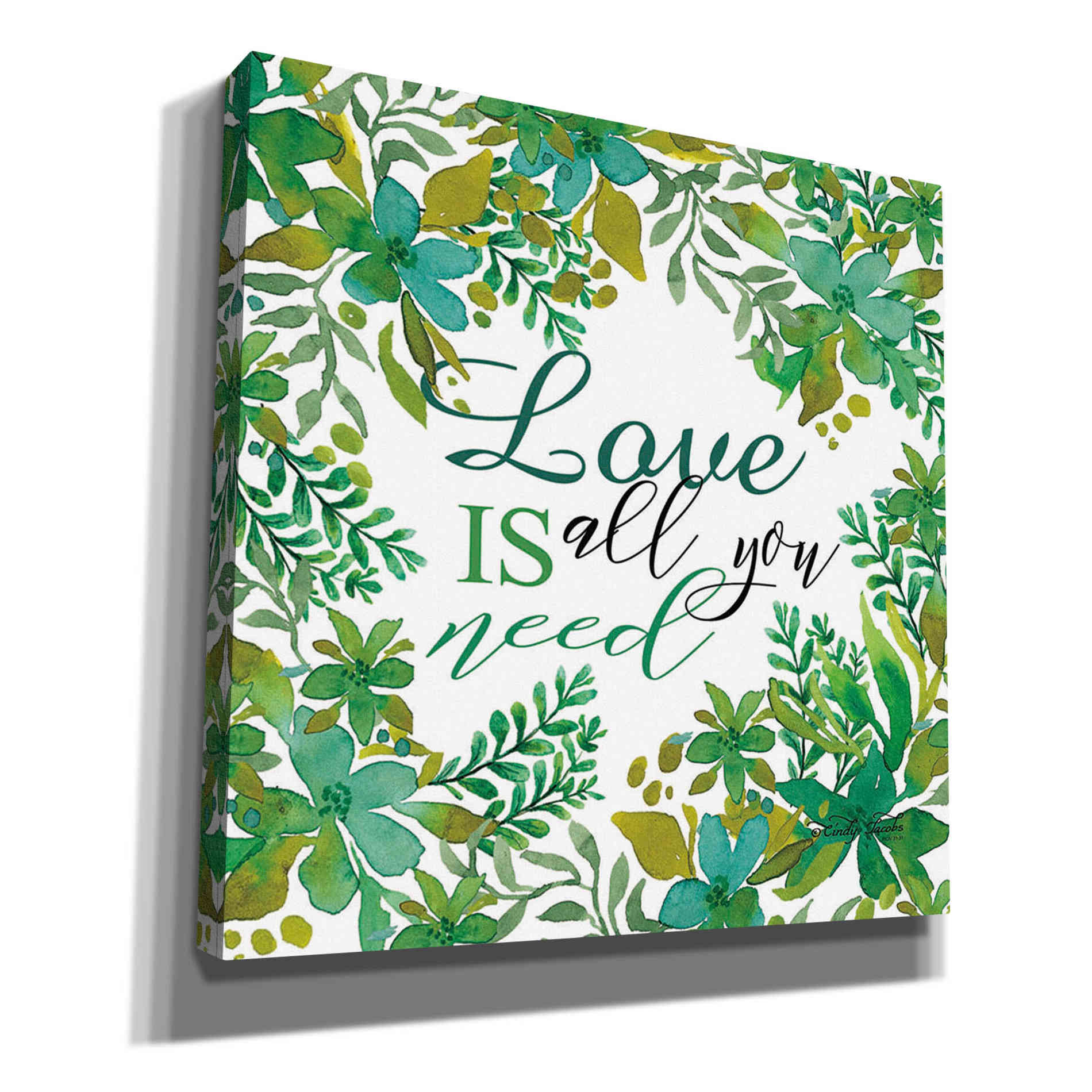 'Love Is Greenery' by Cindy Jacobs, Canvas Wall Art