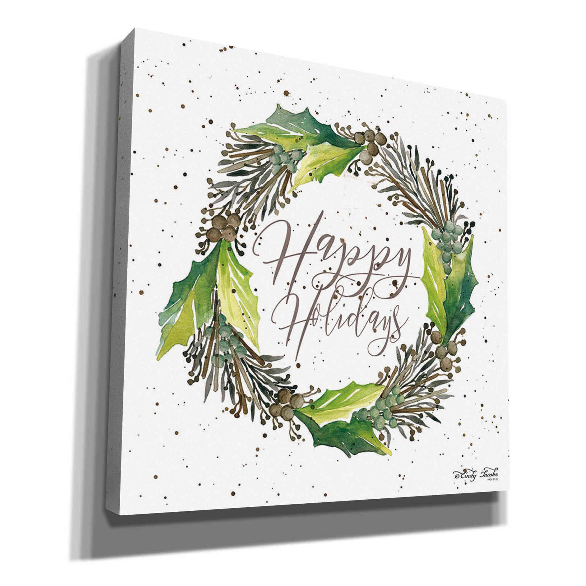 'Happy Holidays Wreath' by Cindy Jacobs, Canvas Wall Art