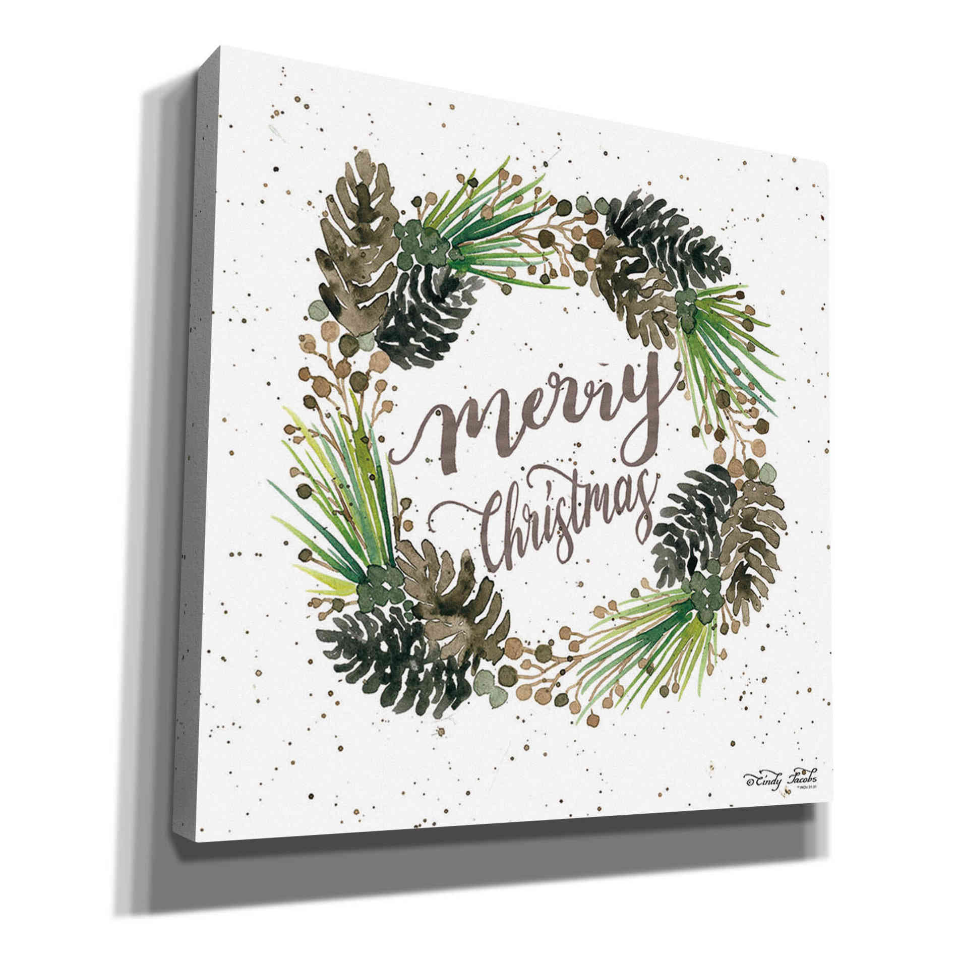 'Christmas Pinecone Wreath' by Cindy Jacobs, Canvas Wall Art