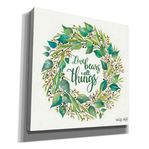 'Love Bears All Things Eucalyptus Wreath' by Cindy Jacobs, Canvas Wall Art