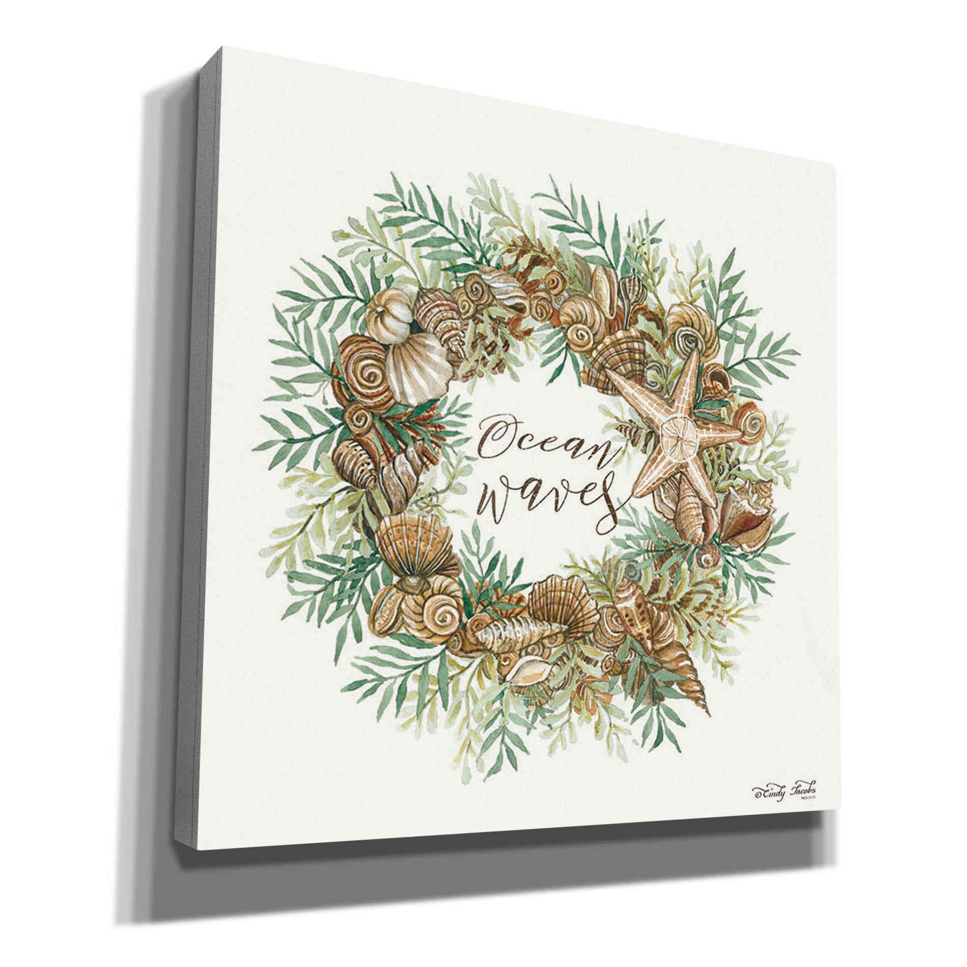 'Ocean Waves Shell Wreath' by Cindy Jacobs, Canvas Wall Art