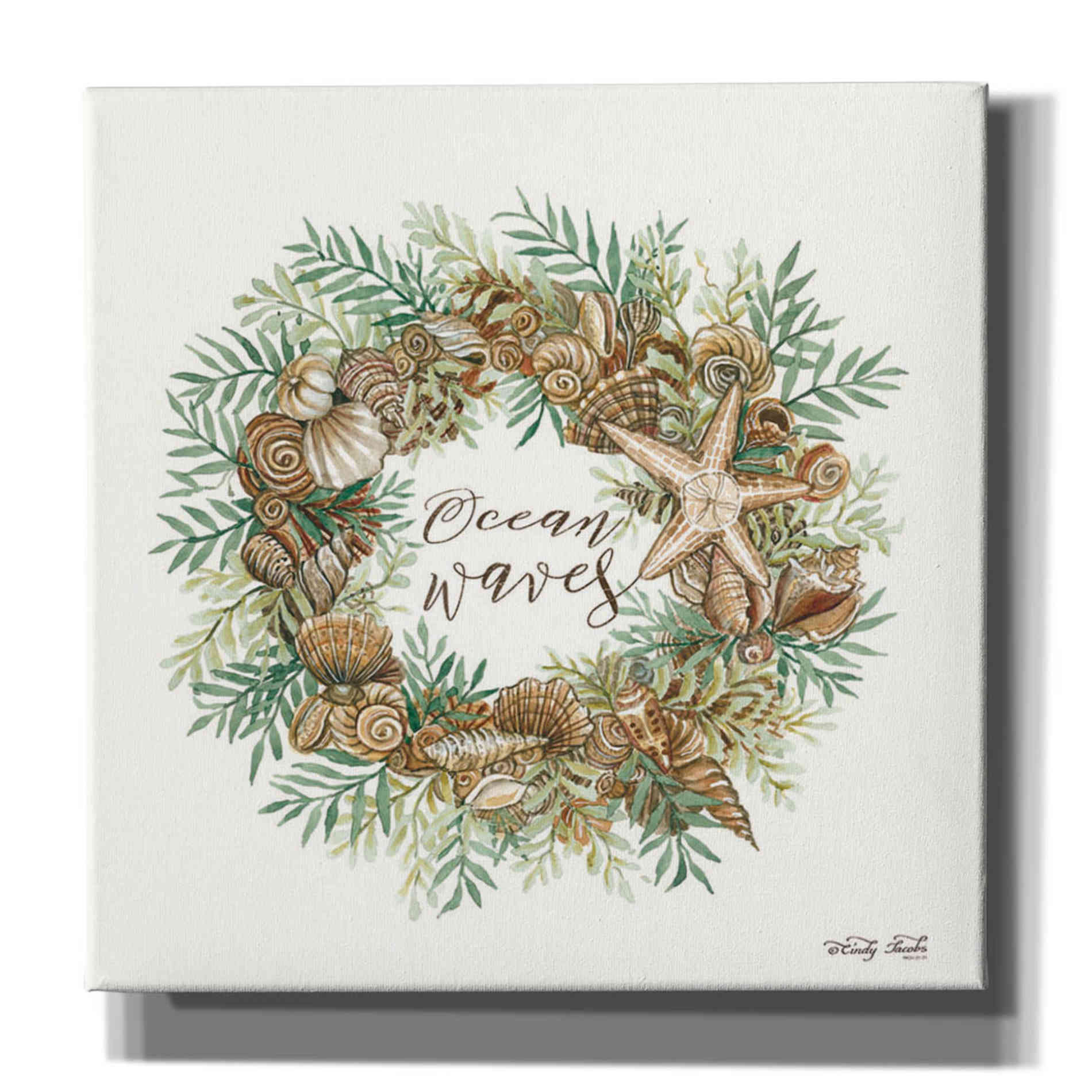 'Ocean Waves Shell Wreath' by Cindy Jacobs, Canvas Wall Art