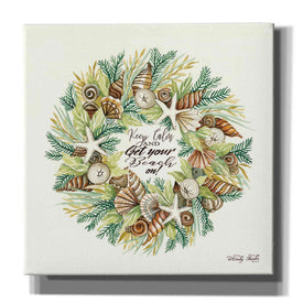 'Get Your Beach On Shell Wreath' by Cindy Jacobs, Canvas Wall Art