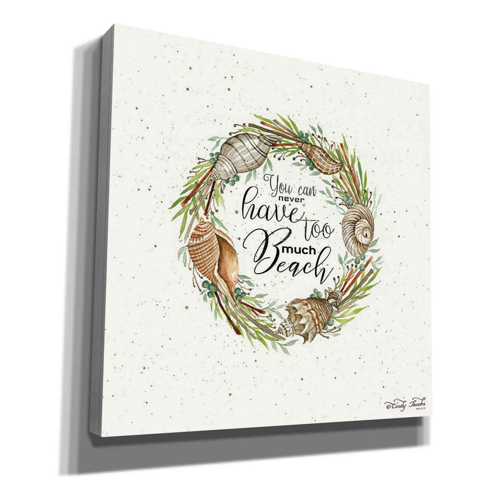 'Never Too Much Beach Shell Wreath' by Cindy Jacobs, Canvas Wall Art