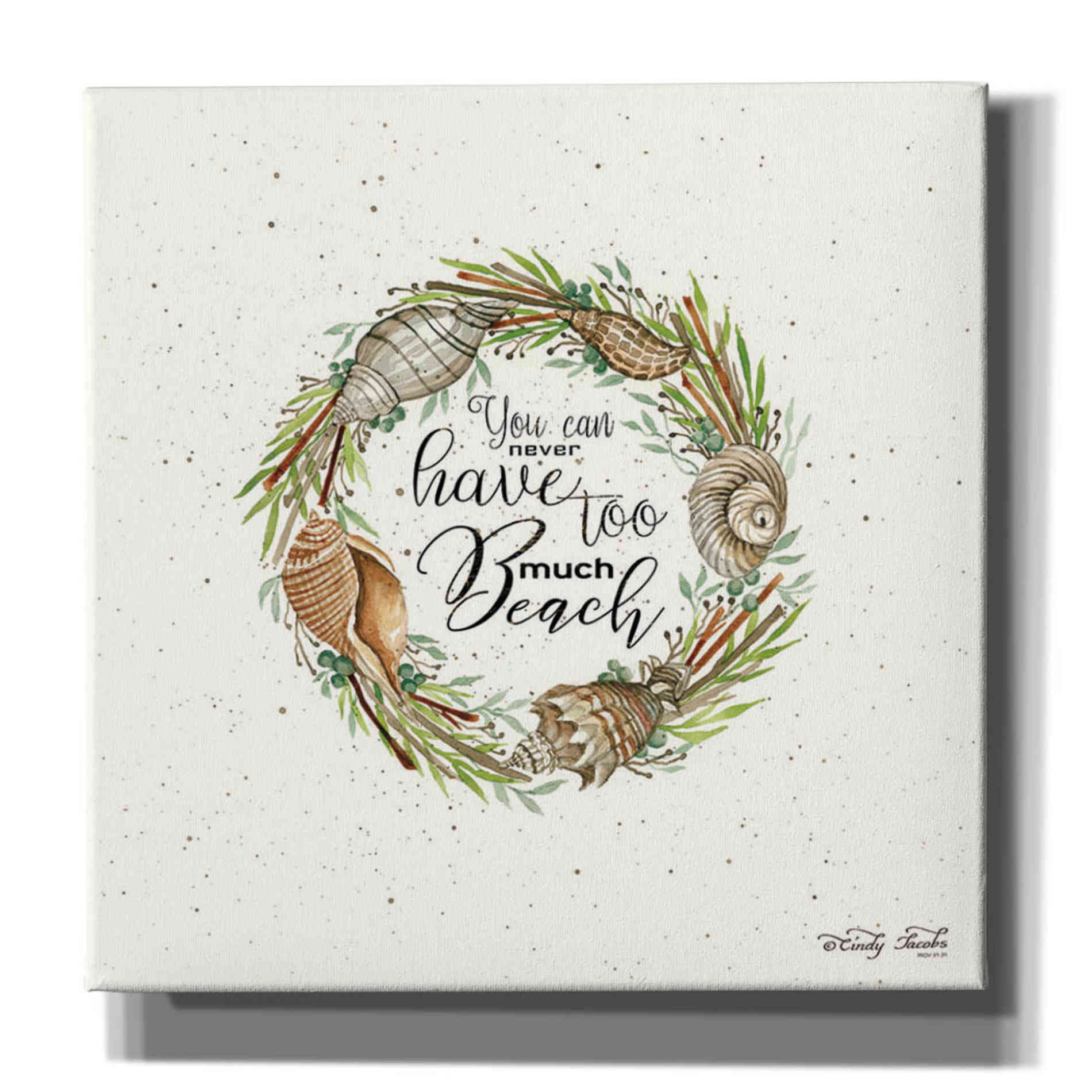 'Never Too Much Beach Shell Wreath' by Cindy Jacobs, Canvas Wall Art