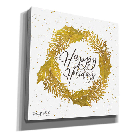 Image of 'Happy Holidays Gold Wreath' by Cindy Jacobs, Canvas Wall Art