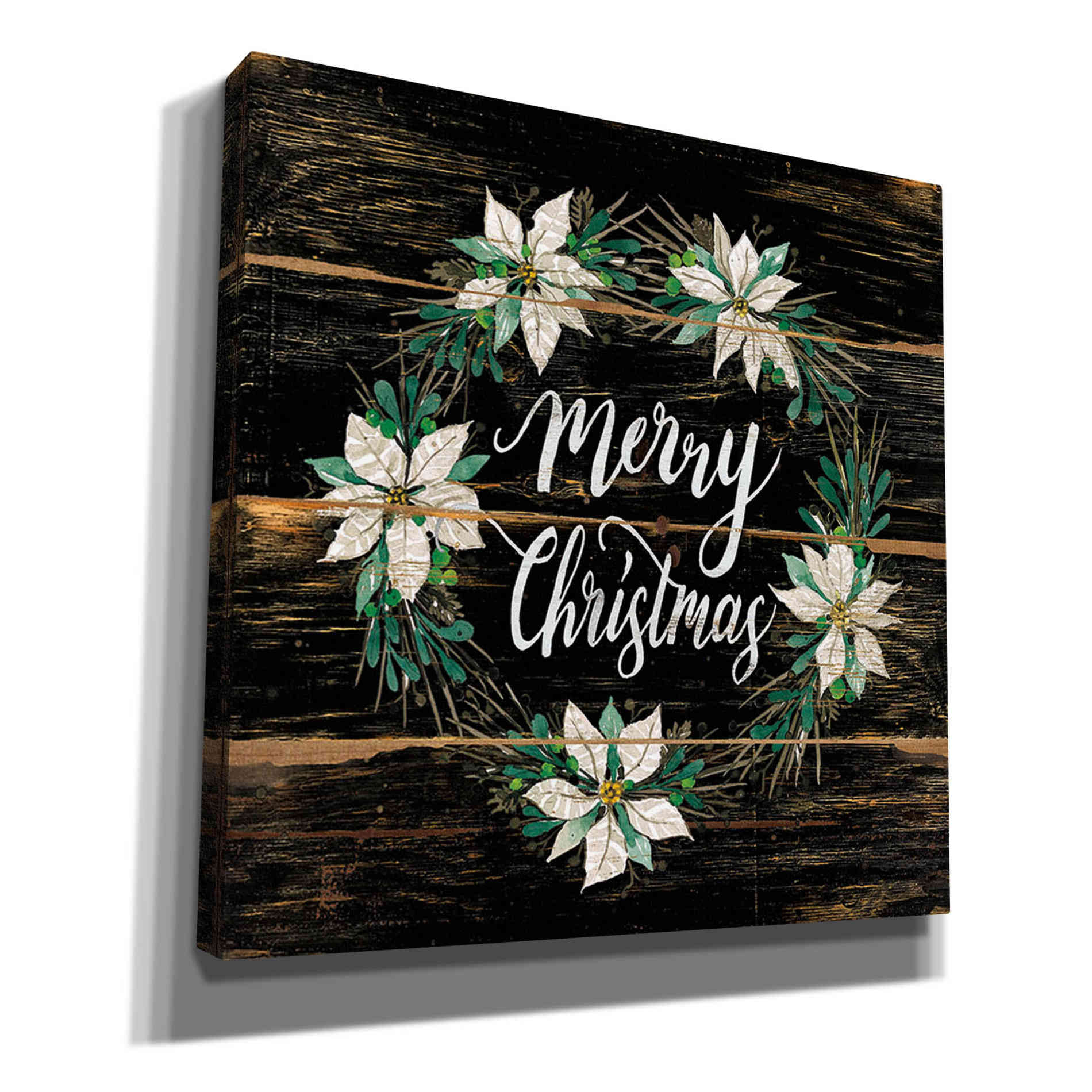 'Merry Christmas Poinsettia Wreath' by Cindy Jacobs, Canvas Wall Art