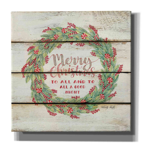 Image of 'Merry Christmas Candy Cane Wreath' by Cindy Jacobs, Canvas Wall Art