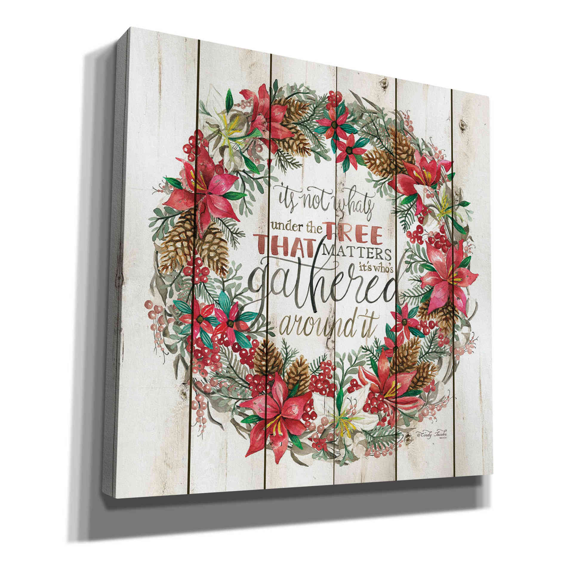 'Gathered Around the Tree Wreath' by Cindy Jacobs, Canvas Wall Art