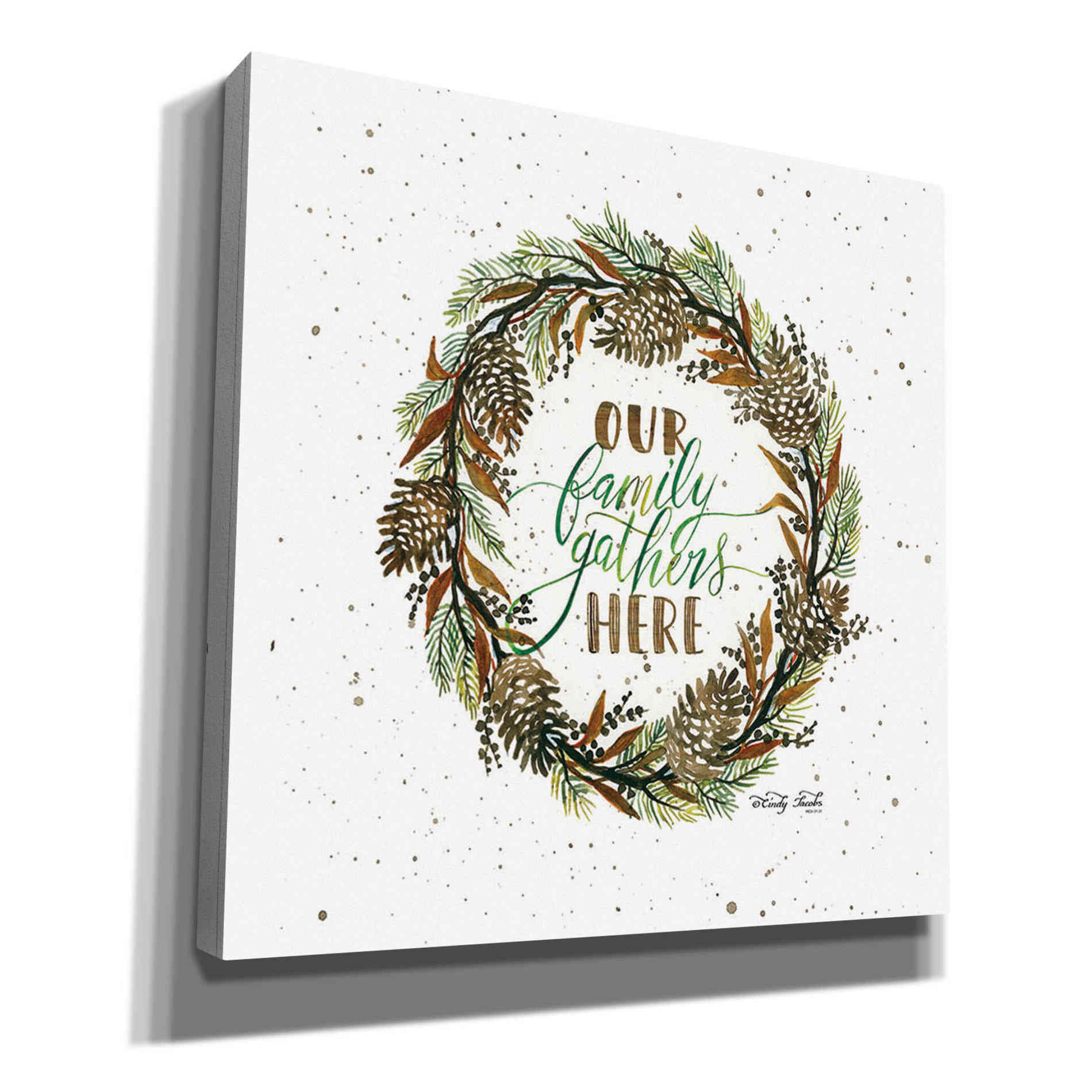 'Our Family Gathers Here Wreath' by Cindy Jacobs, Canvas Wall Art