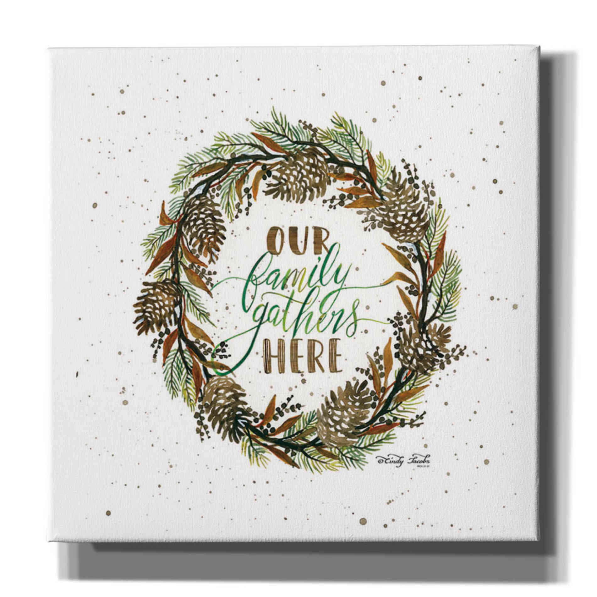 'Our Family Gathers Here Wreath' by Cindy Jacobs, Canvas Wall Art