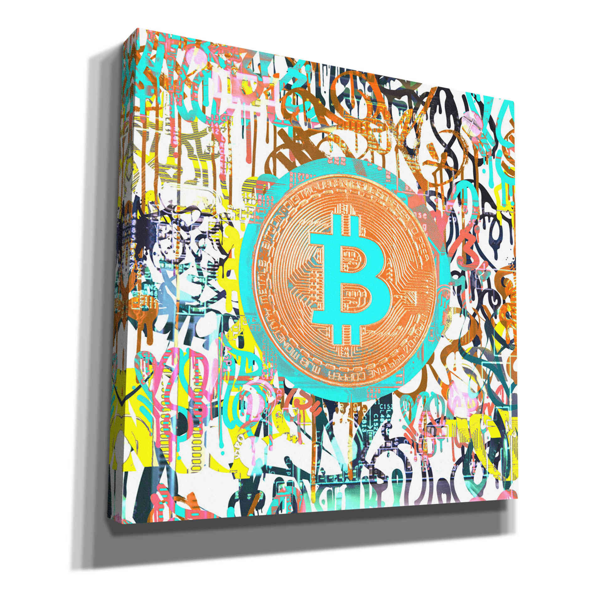 'Bitcoin Graffiti Art 3' by Irena Orlov, Canvas Wall Art