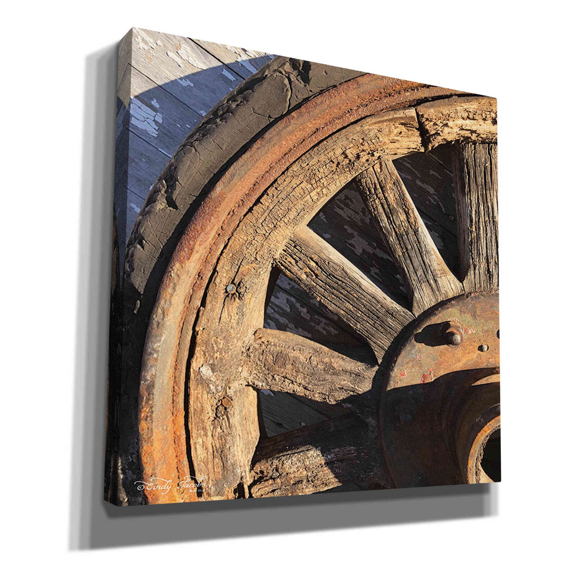 'Old Wheel I' by Cindy Jacobs, Canvas Wall Art
