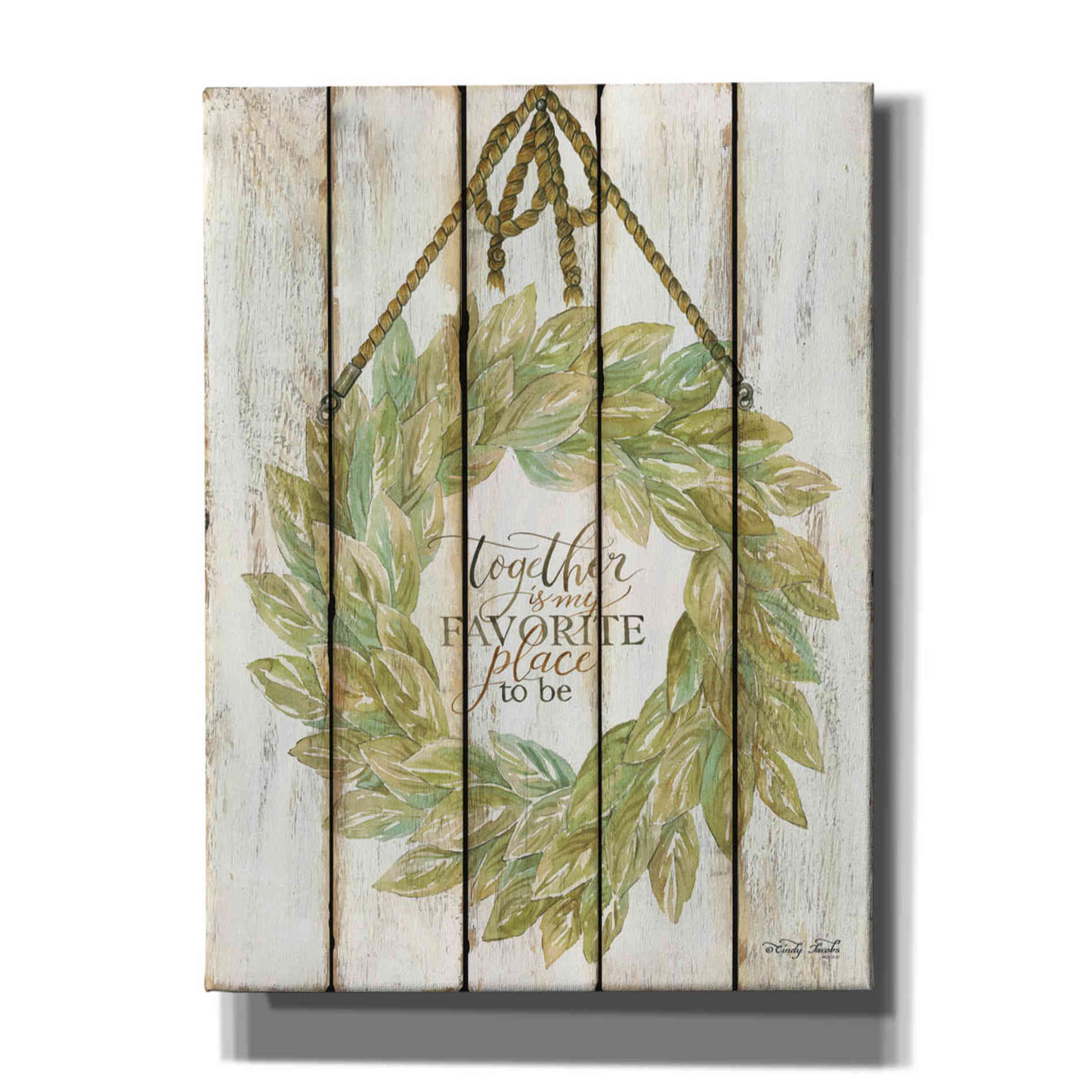 'Together Wreath on Wood Panels' by Cindy Jacobs, Canvas Wall Art