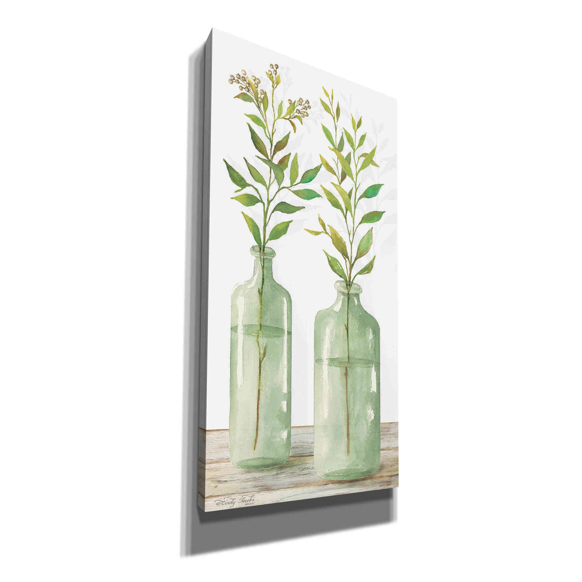 'Simple Leaves in Jar III' by Cindy Jacobs, Canvas Wall Art