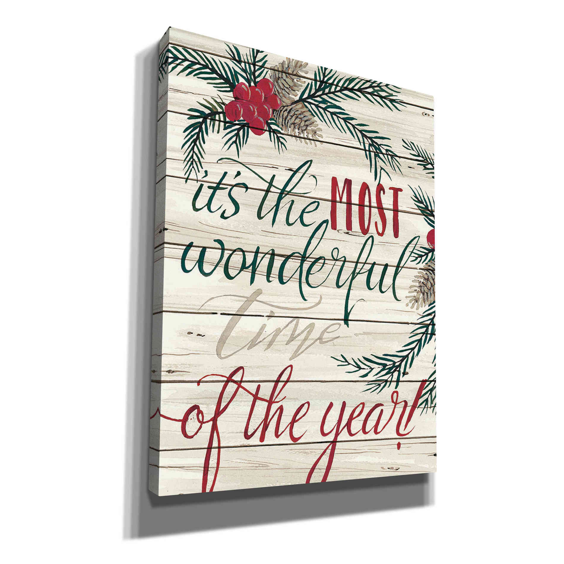 'It's the Most Wonderful Time Shiplap' by Cindy Jacobs, Canvas Wall Art