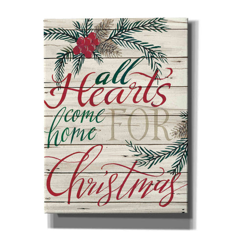 Image of 'All Hearts Come Home for Christmas Shiplap' by Cindy Jacobs, Canvas Wall Art