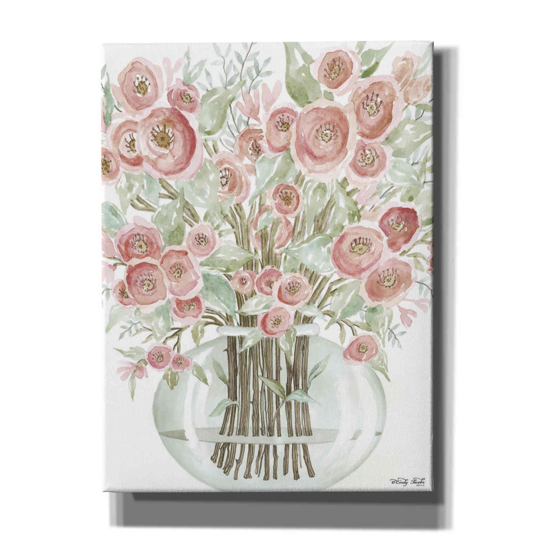 'Blush Roses' by Cindy Jacobs, Canvas Wall Art