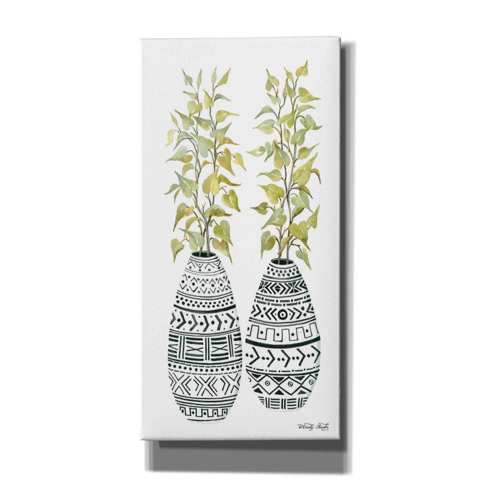 'Mud Cloth Vase II' by Cindy Jacobs, Canvas Wall Art
