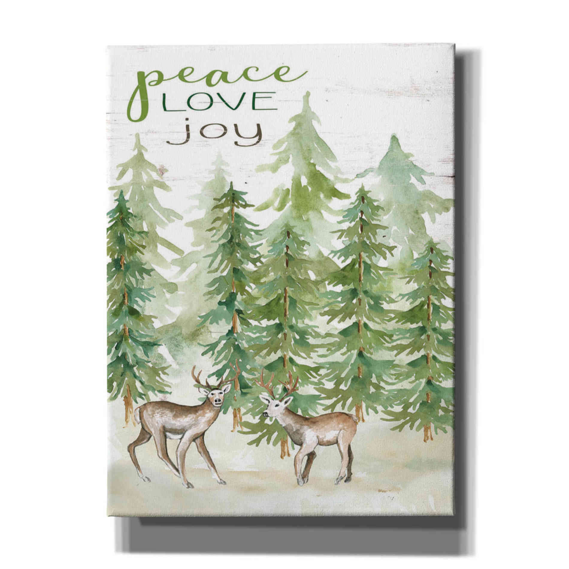 'Peace Love Joy Deer' by Cindy Jacobs, Canvas Wall Art