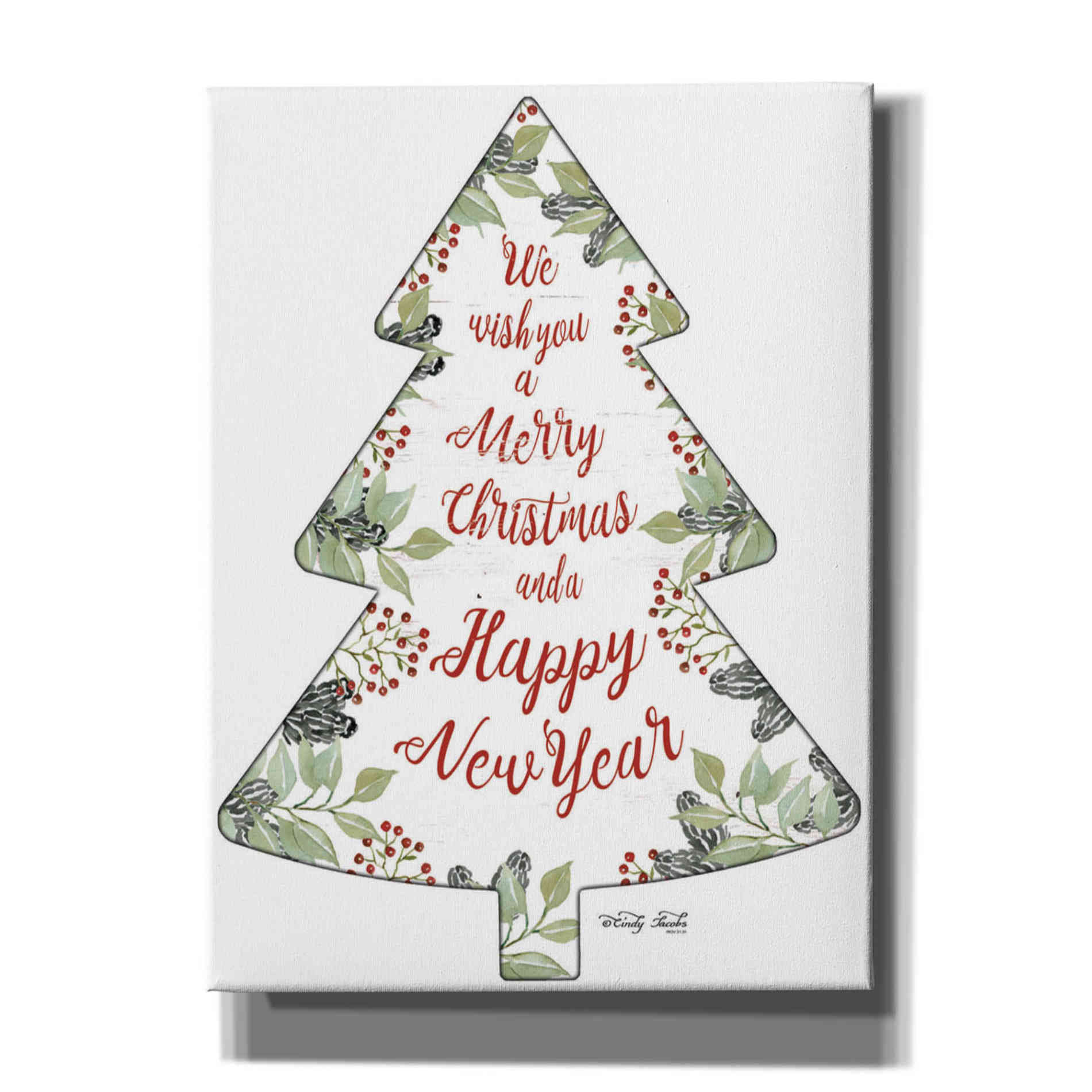 'Merry Christmas Wishes Tree' by Cindy Jacobs, Canvas Wall Art