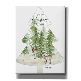 'Merry Christmas Deer Tree' by Cindy Jacobs, Canvas Wall Art