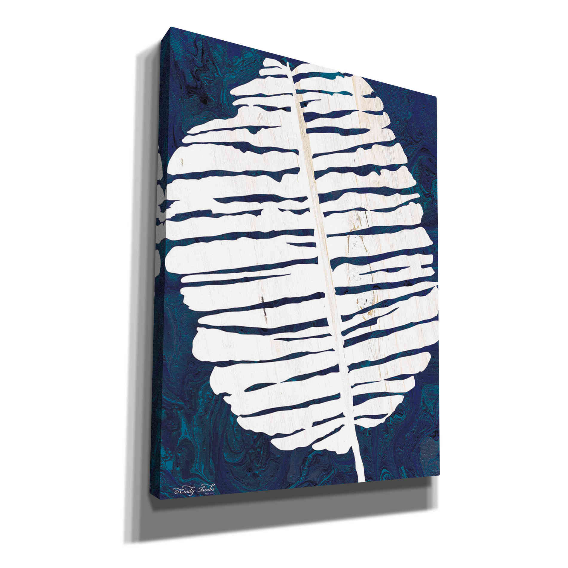 'Navy Banana Leaf' by Cindy Jacobs, Canvas Wall Art