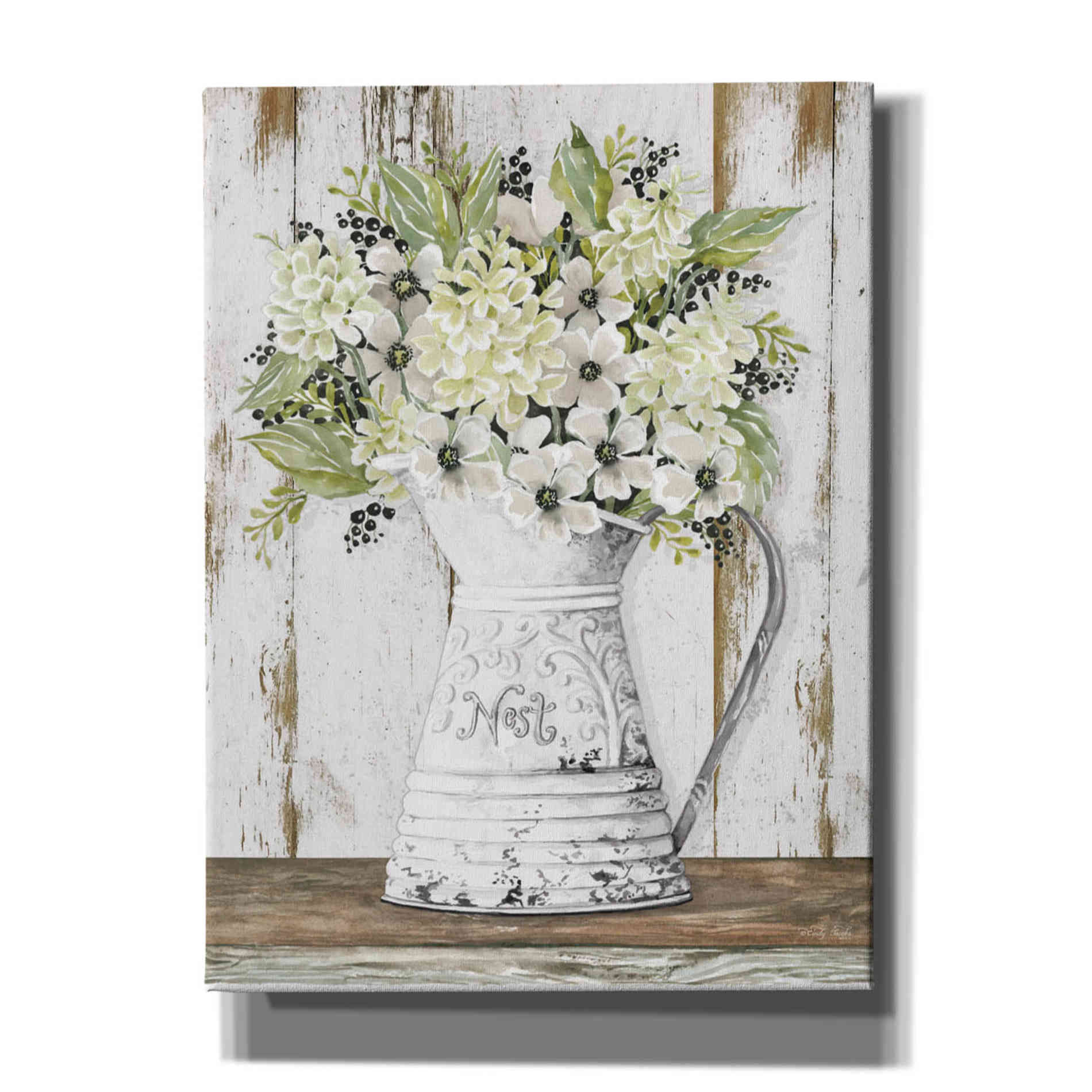 'Nest Galvanized Pitcher' by Cindy Jacobs, Canvas Wall Art