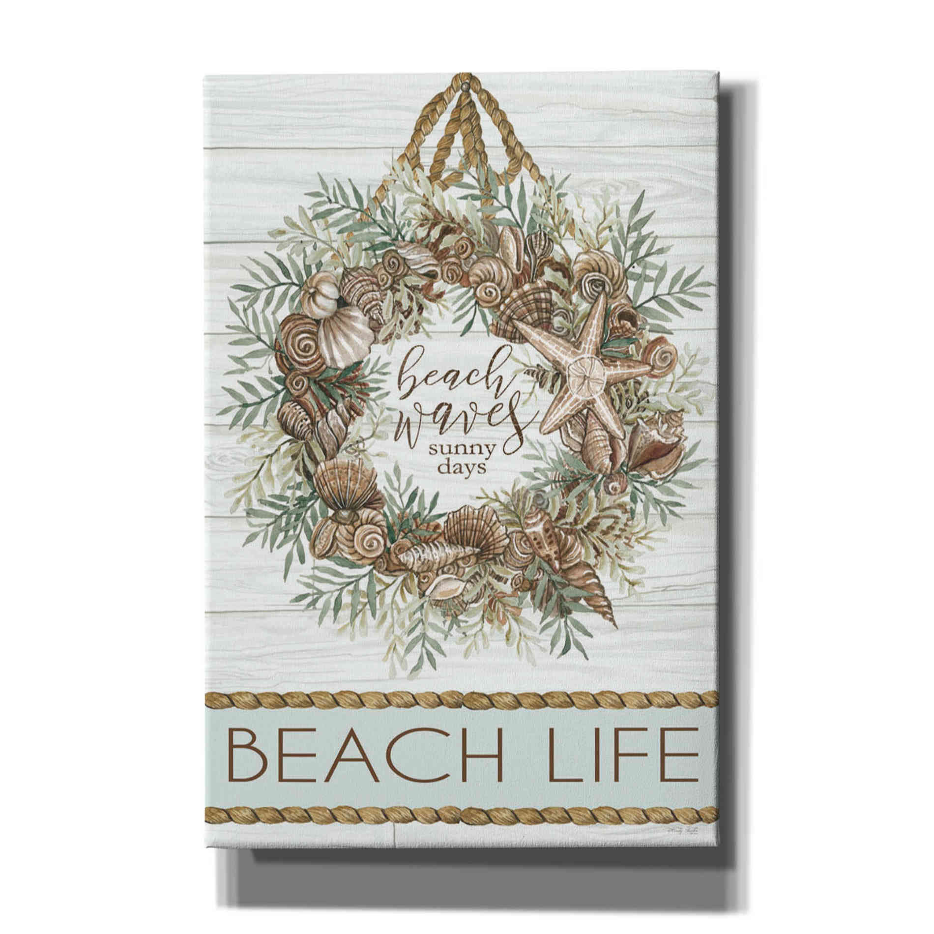 'Beach Waves Wreath' by Cindy Jacobs, Canvas Wall Art