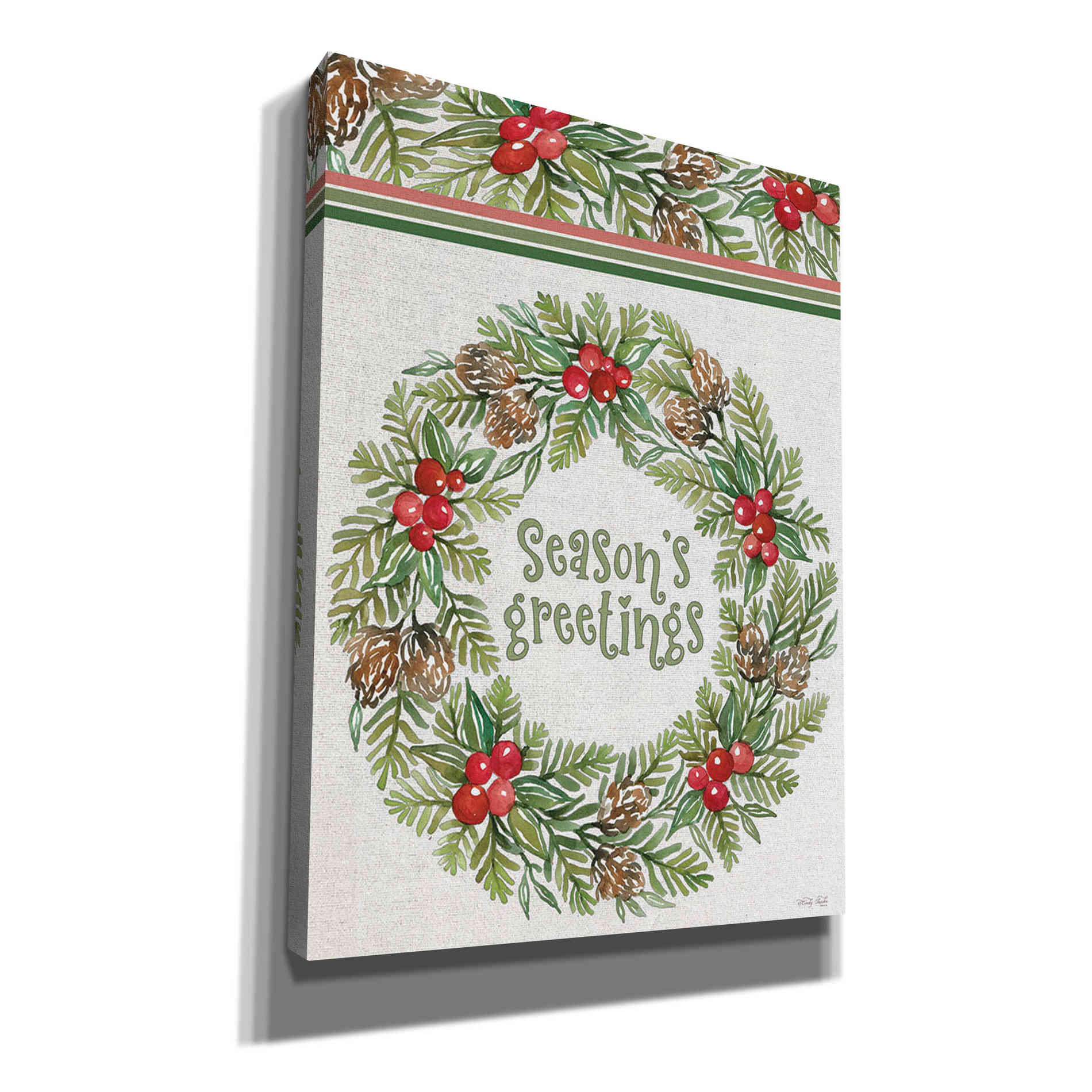 'Season's Greetings Wreath Design' by Cindy Jacobs, Canvas Wall Art