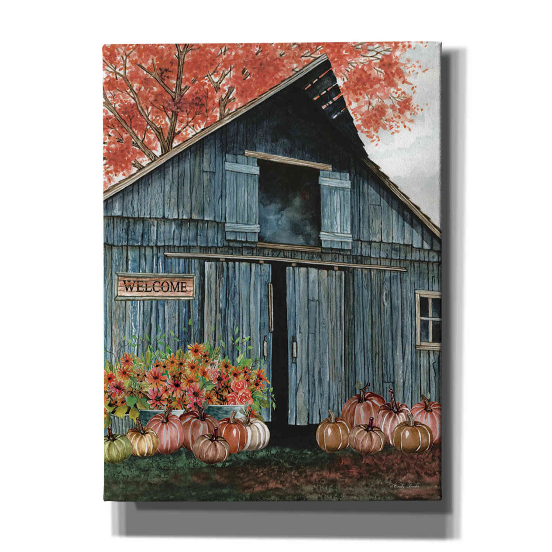 'Welcome Fall Barn' by Cindy Jacobs, Canvas Wall Art