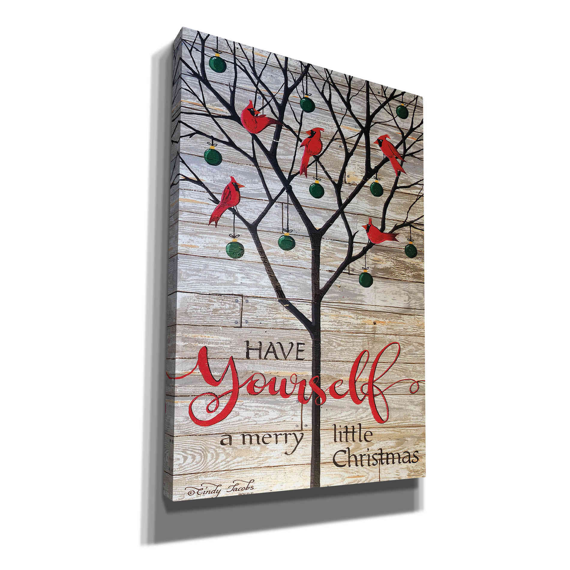 'Merry Little Red Cardinals Christmas' by Cindy Jacobs, Canvas Wall Art
