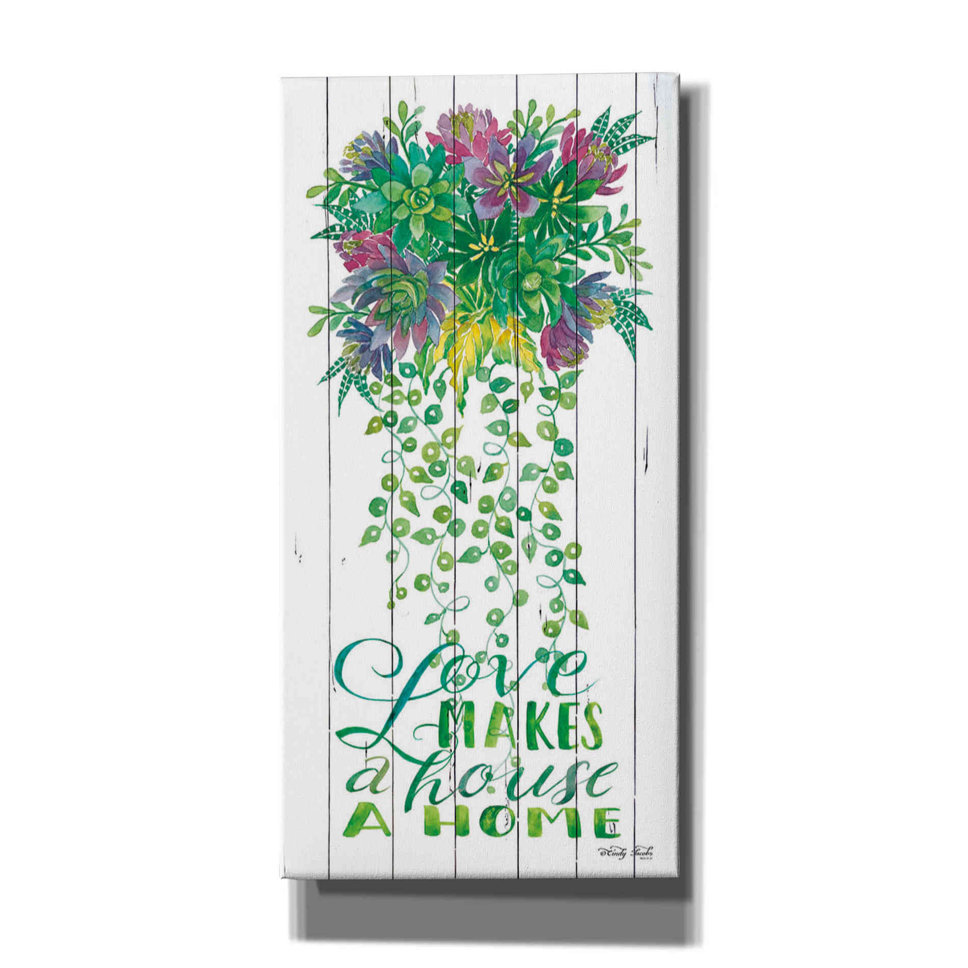 'Love Makes a Home Hanging Plant' by Cindy Jacobs, Canvas Wall Art