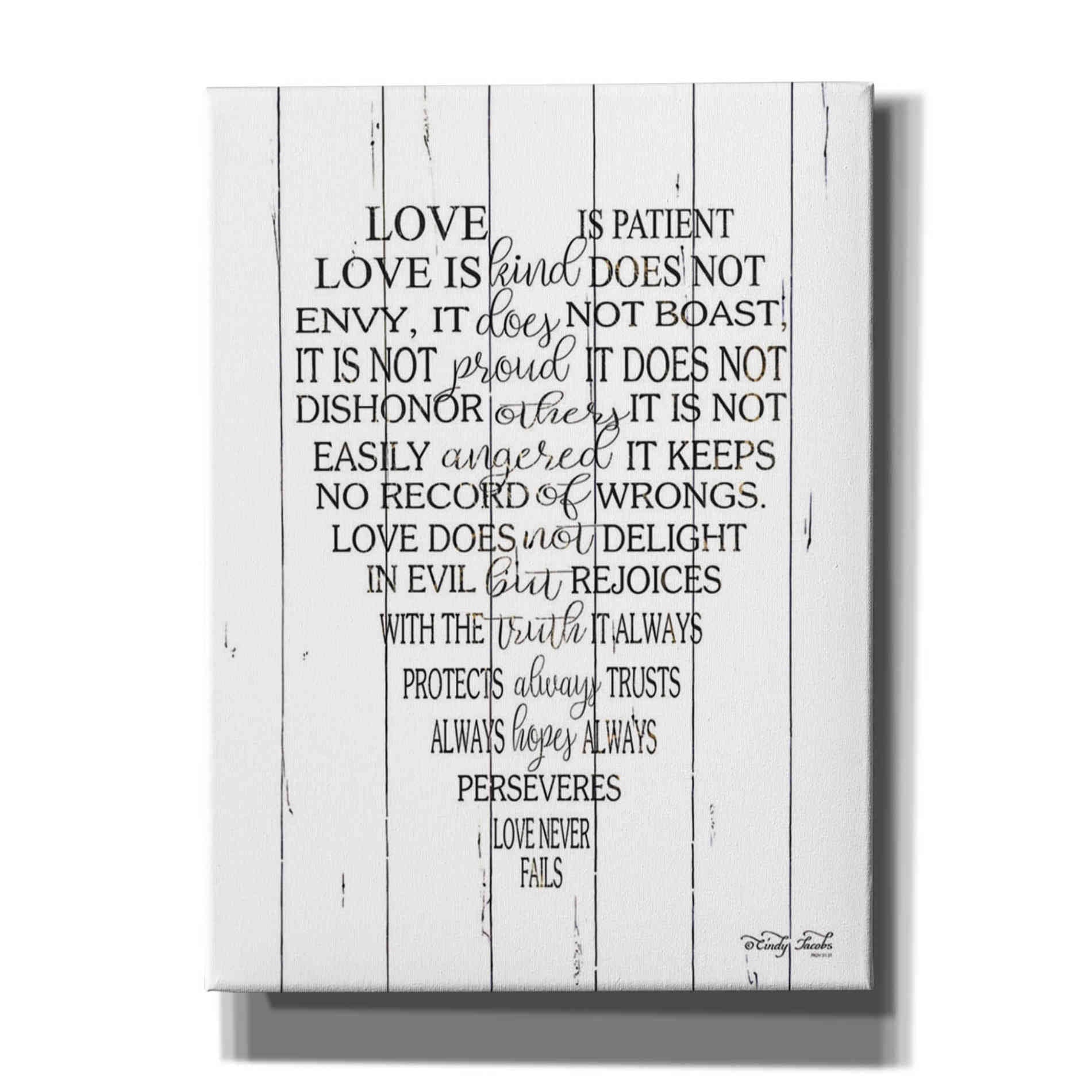 'Love is Patient II' by Cindy Jacobs, Canvas Wall Art