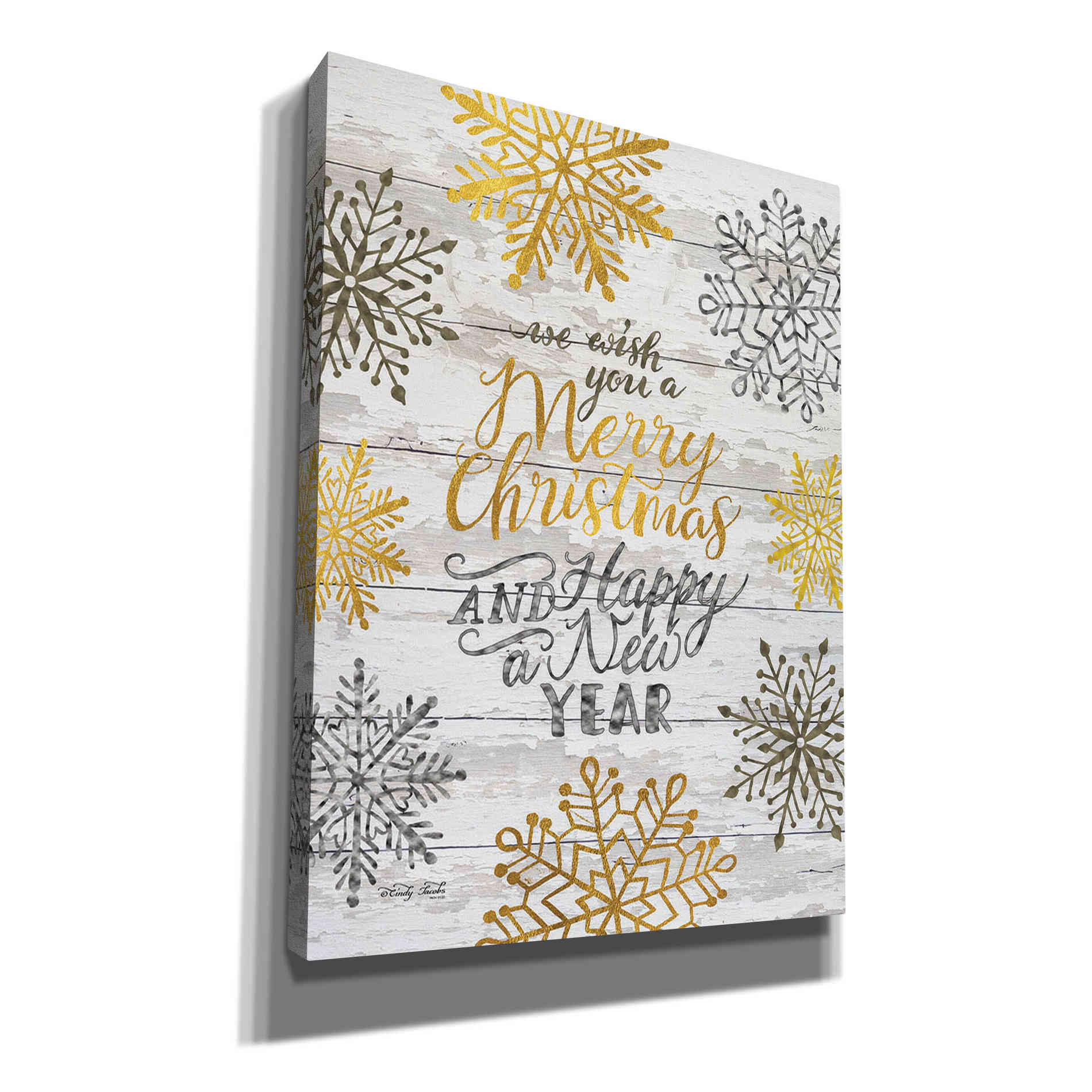 'Merry Christmas and Happy New Year' by Cindy Jacobs, Canvas Wall Art