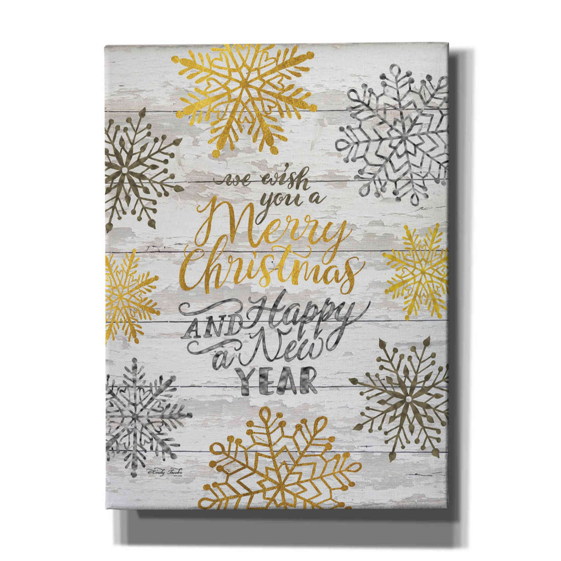 'Merry Christmas and Happy New Year' by Cindy Jacobs, Canvas Wall Art