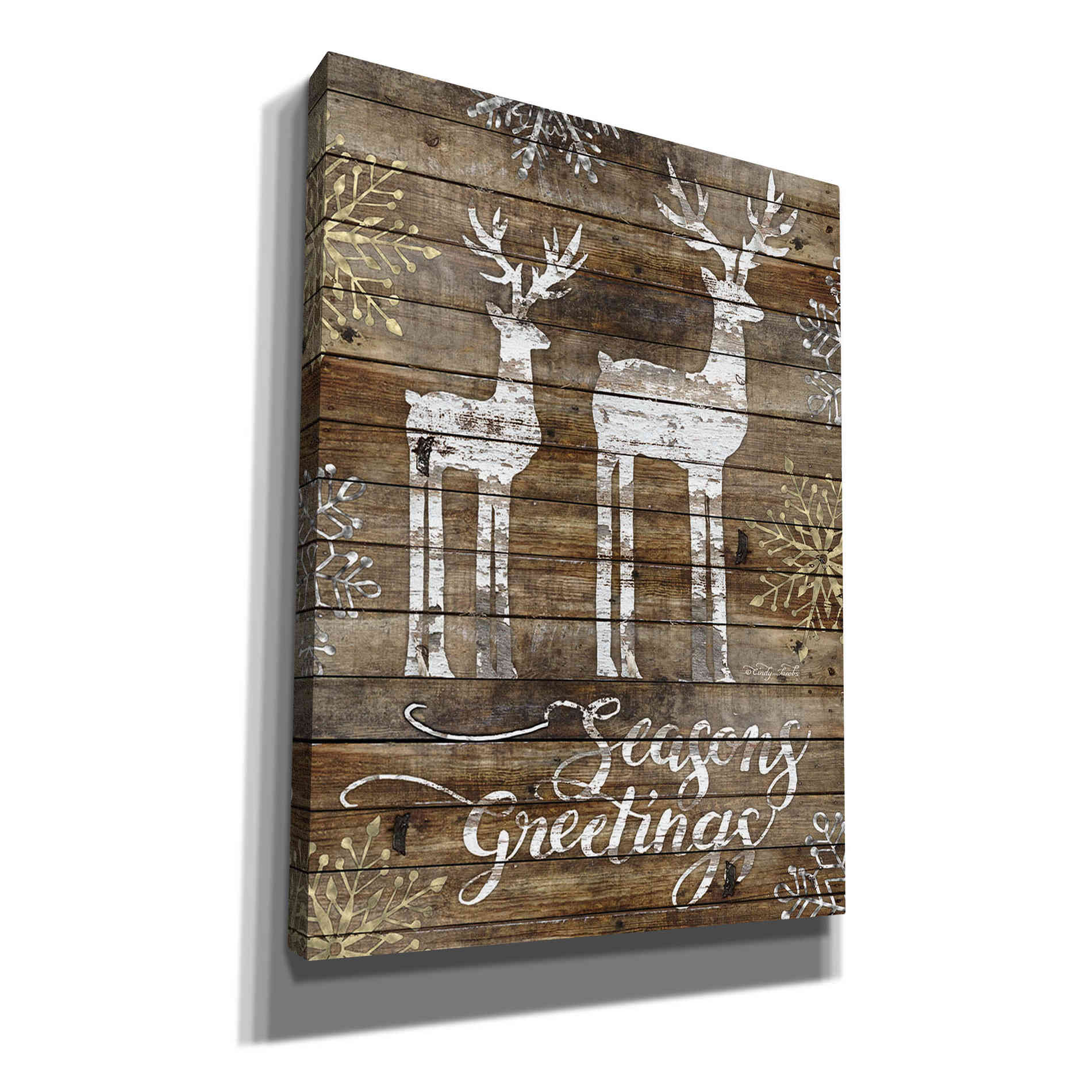 'Season's Greetings Deer' by Cindy Jacobs, Canvas Wall Art